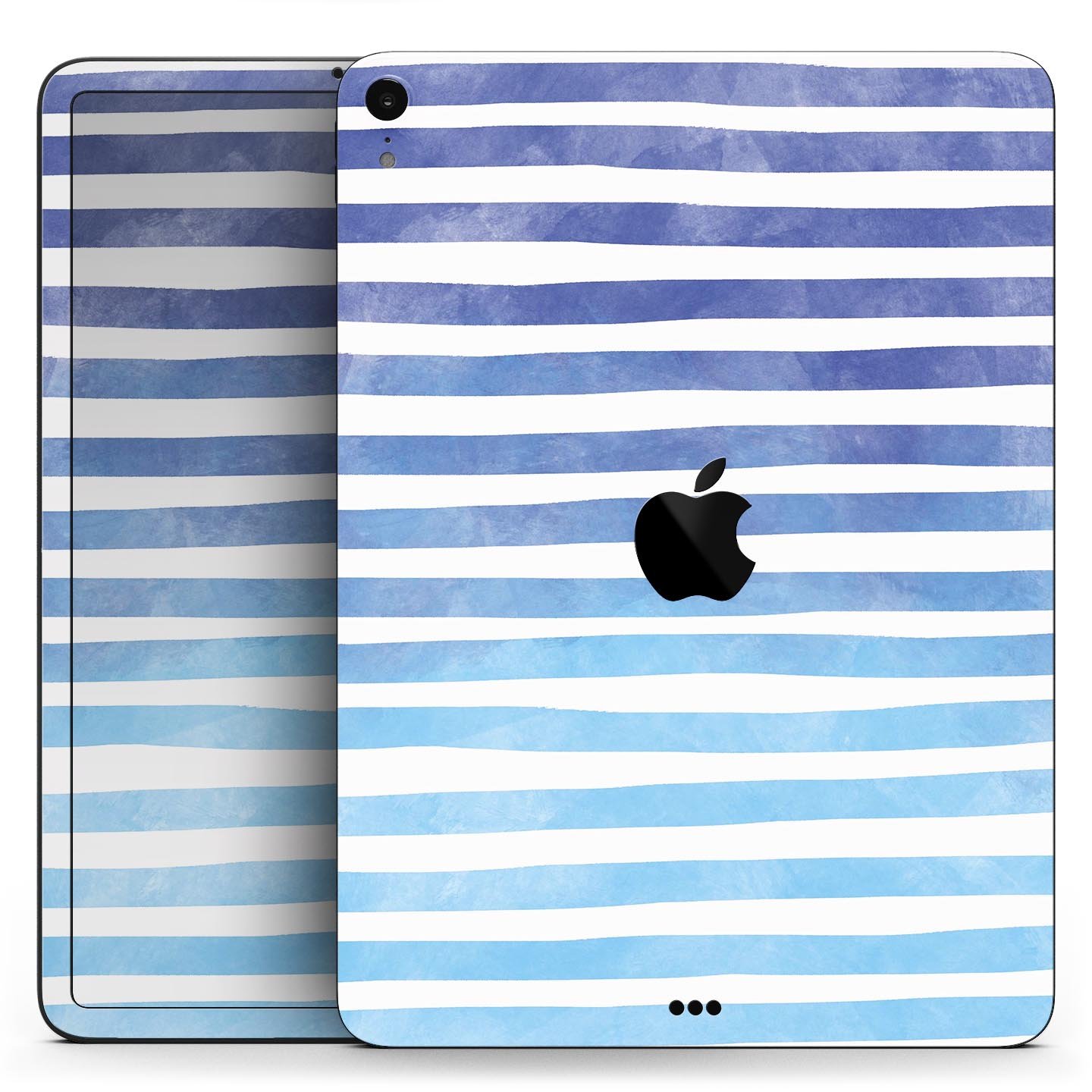 Blue WaterColor Ombre Stripes skin decal for Apple devices, showcasing vibrant colors and a sleek design.