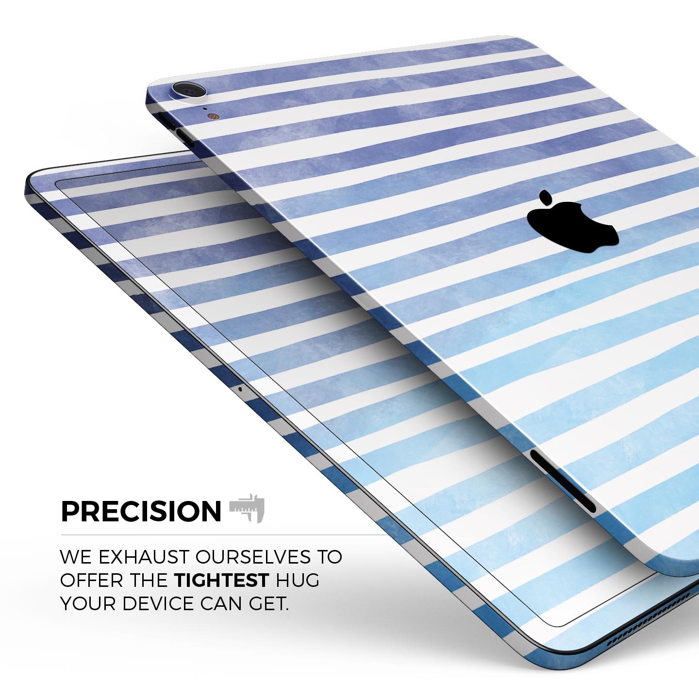 Blue WaterColor Ombre Stripes skin decal for Apple devices, showcasing vibrant colors and a sleek design.