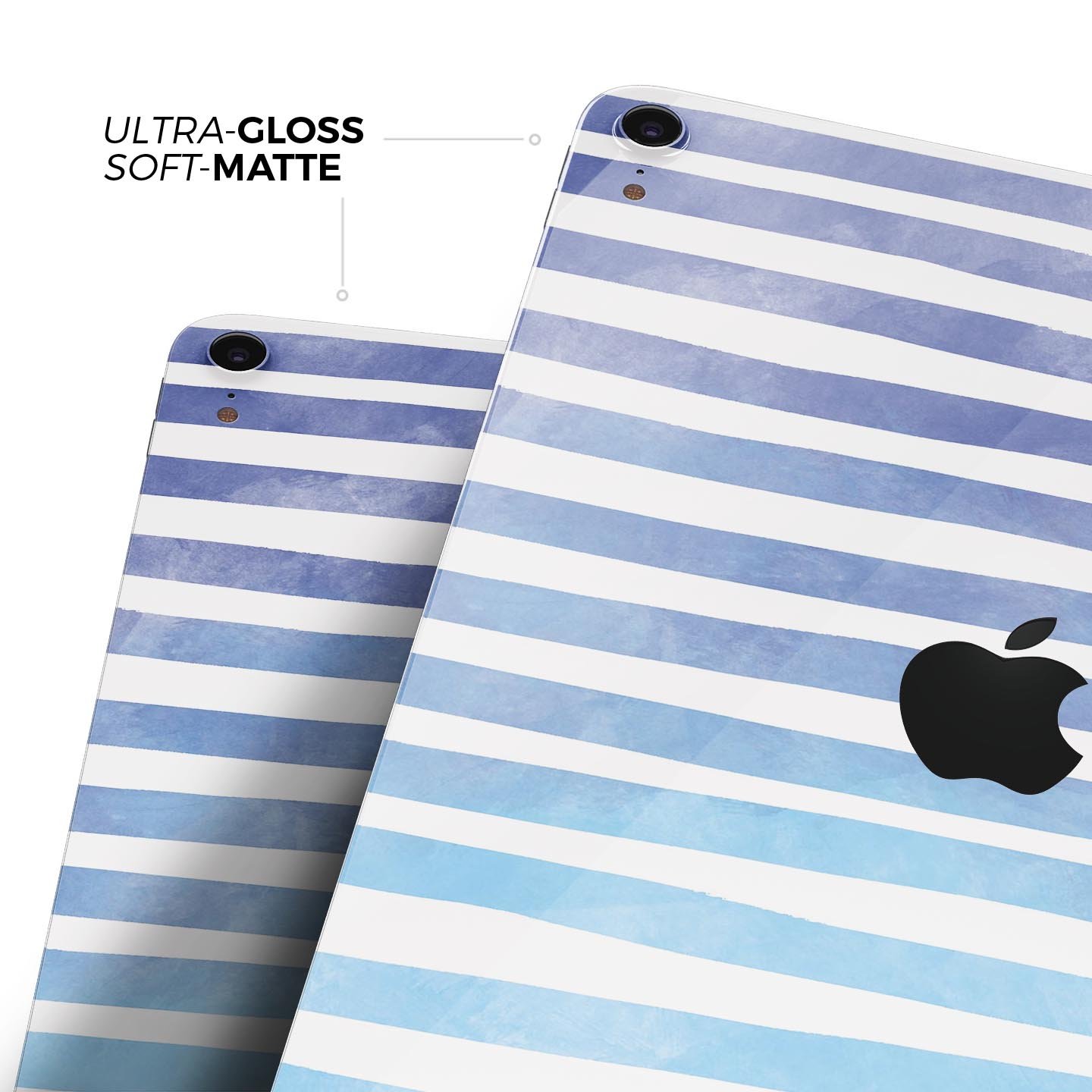 Blue WaterColor Ombre Stripes skin decal for Apple devices, showcasing vibrant colors and a sleek design.