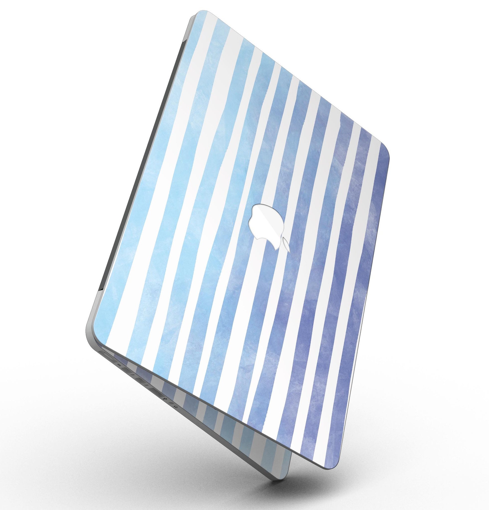 Blue WaterColor Ombre Stripes skin for MacBook Pro with Retina Display, showcasing vibrant colors and stylish design.