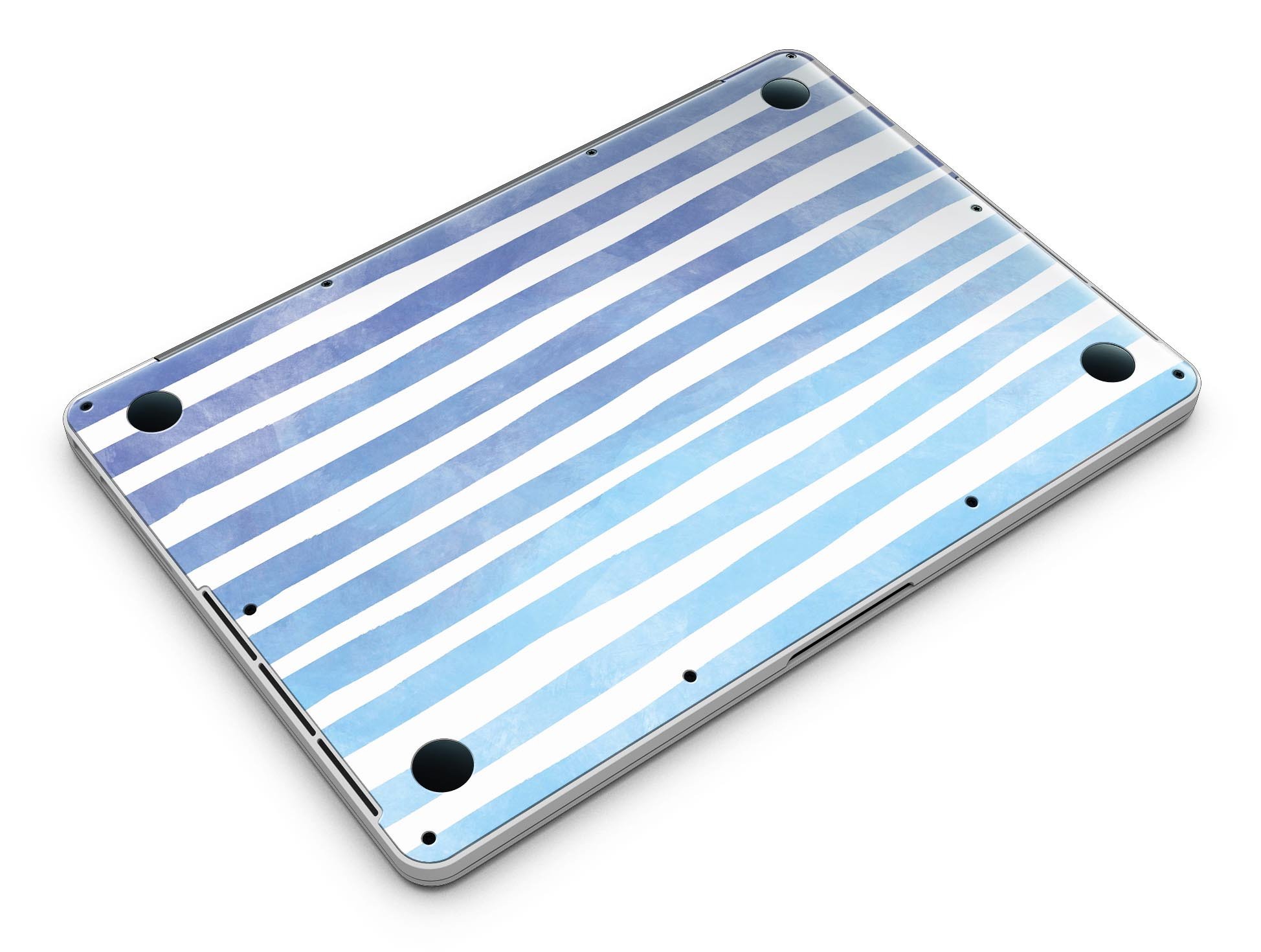 Blue WaterColor Ombre Stripes skin for MacBook Pro with Retina Display, showcasing vibrant colors and stylish design.