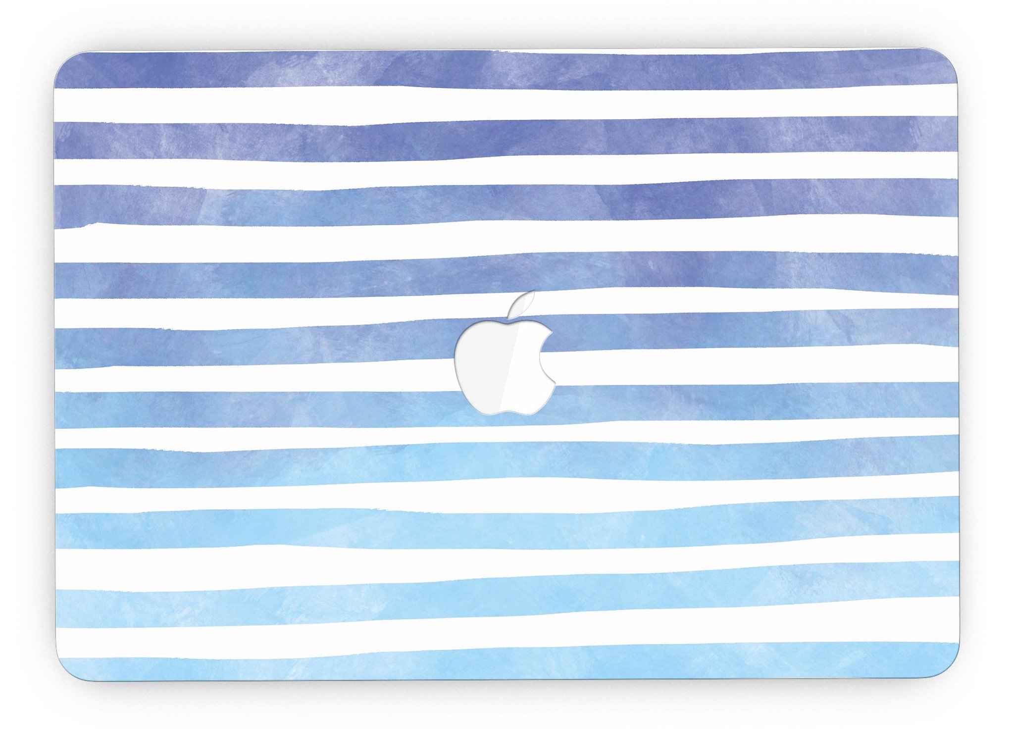 Blue WaterColor Ombre Stripes skin for MacBook Pro with Retina Display, showcasing vibrant colors and stylish design.