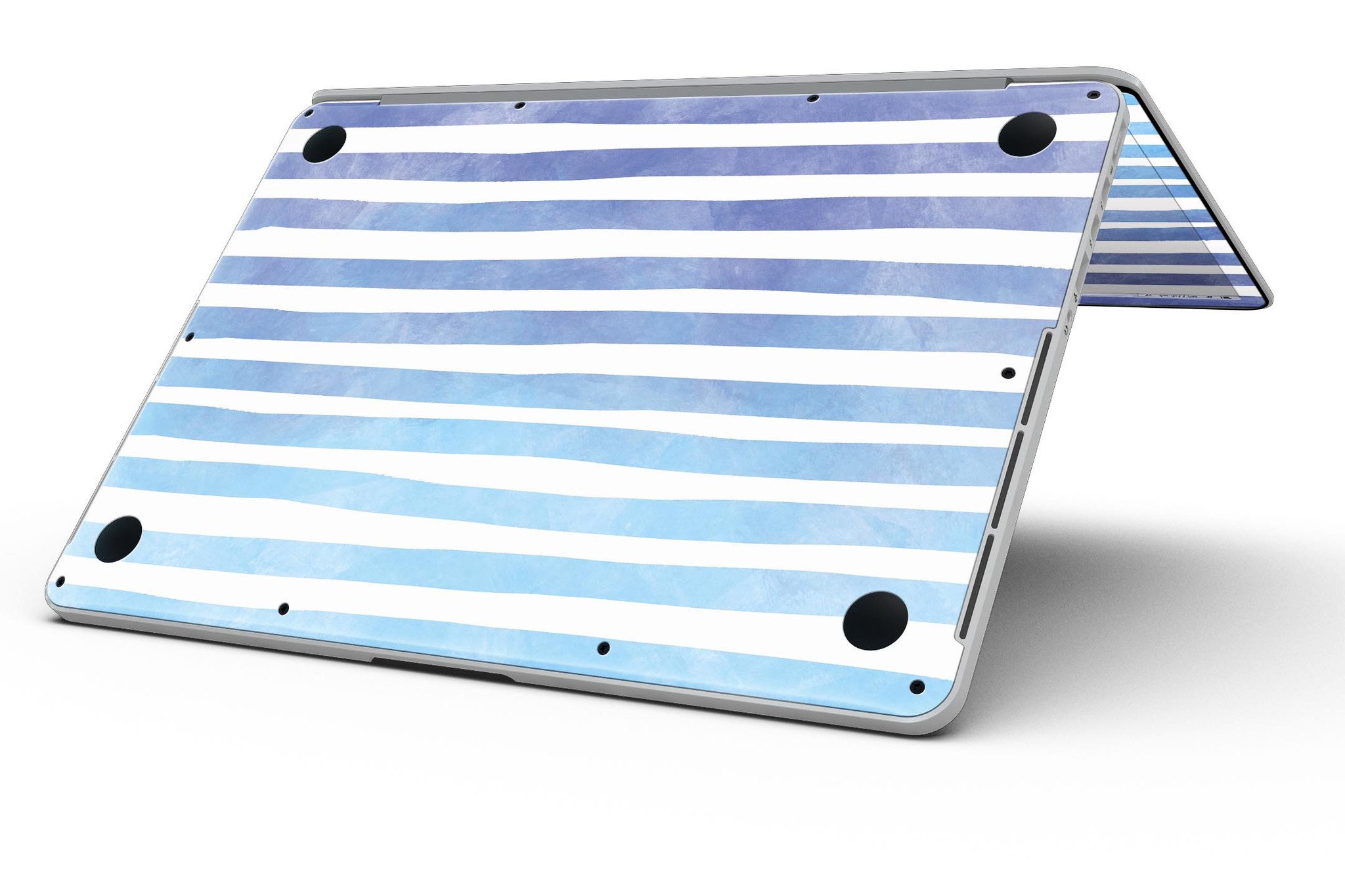 Blue WaterColor Ombre Stripes skin for MacBook Pro with Retina Display, showcasing vibrant colors and stylish design.