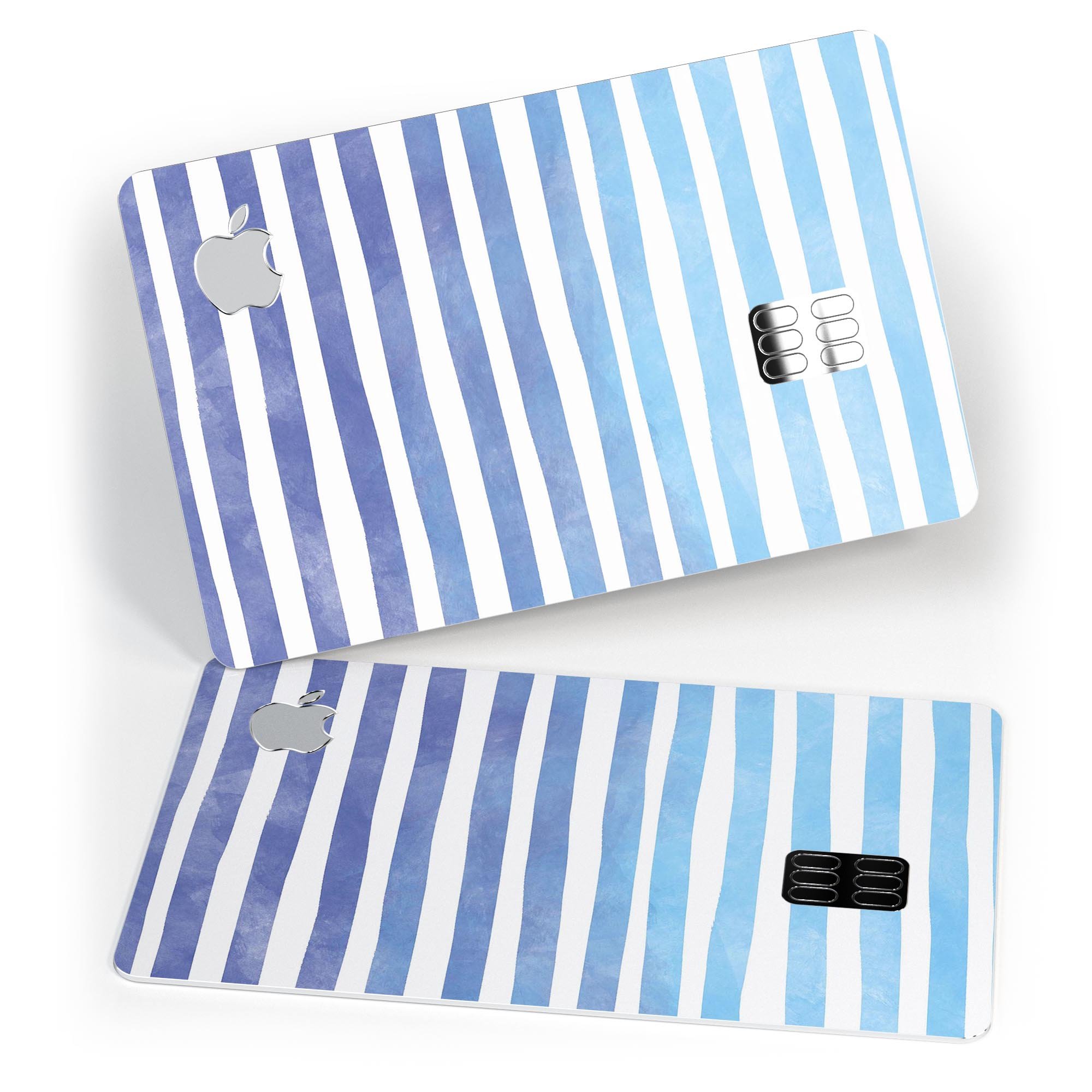 Blue WaterColor Ombre Stripes decal skin for Apple Card, showcasing vibrant colors and premium vinyl material.