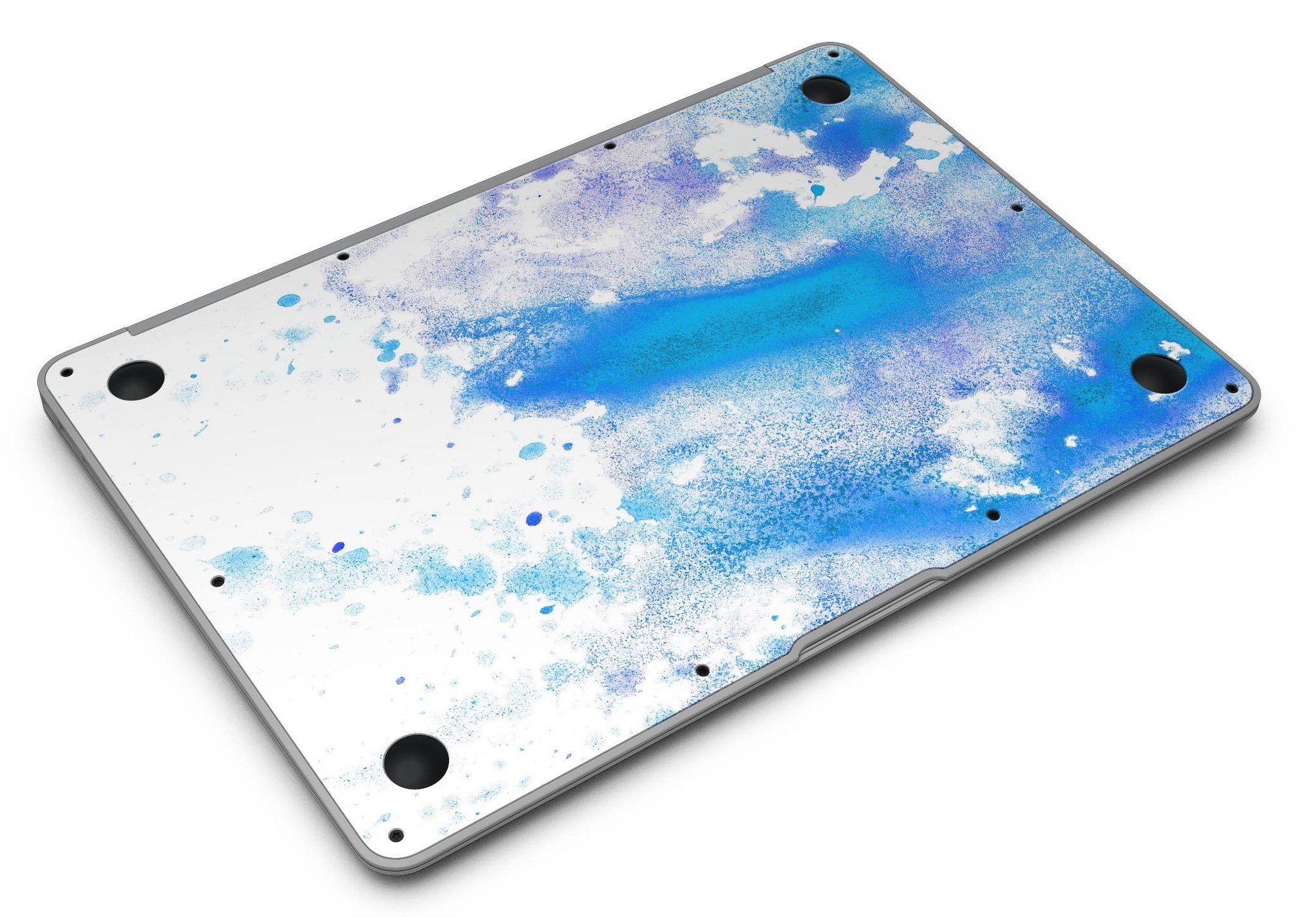 Blue watercolor skin kit for MacBook Air, showcasing a vibrant design on a white background, perfect for personalizing your device.