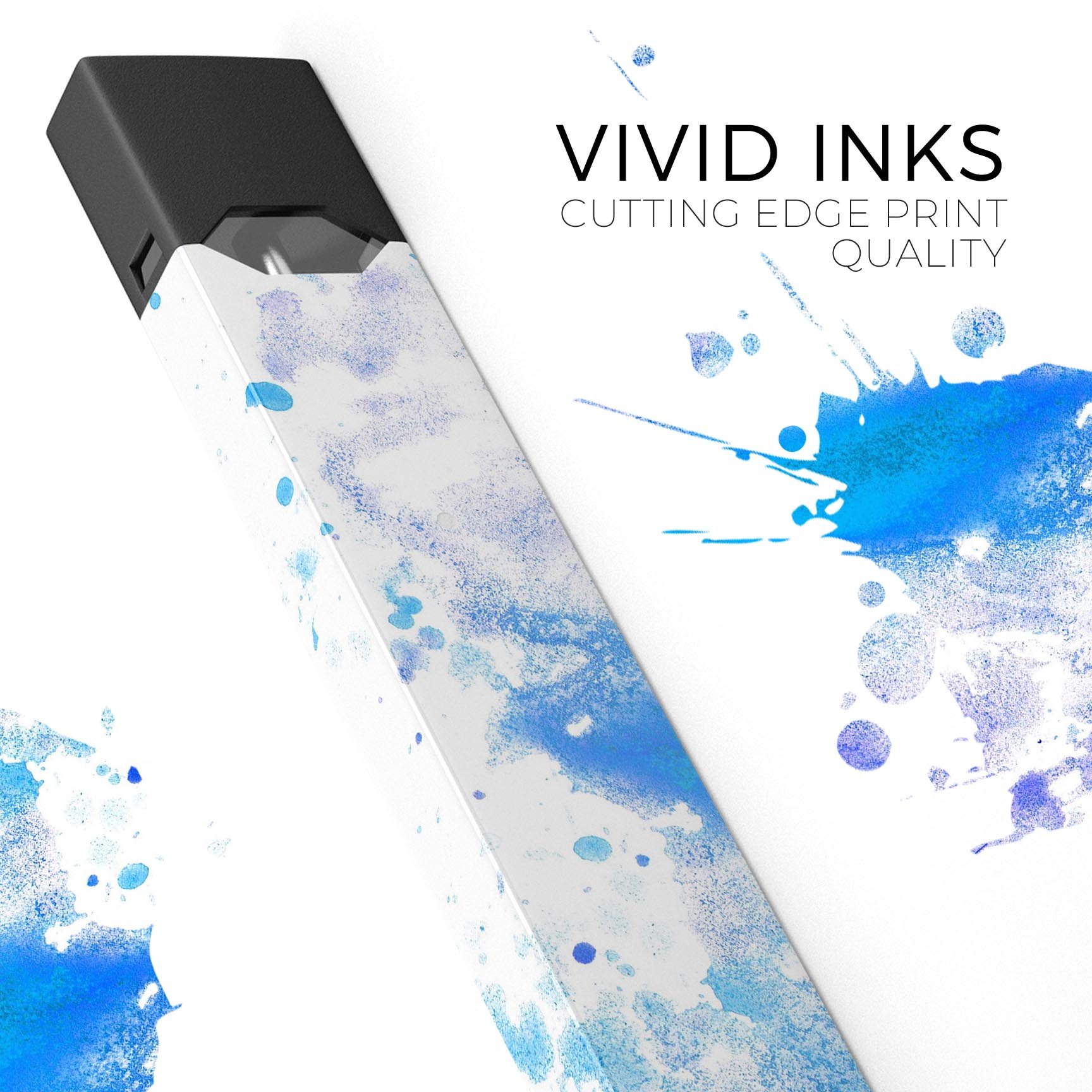 Blue Watercolor Premium Decal Skin-Wrap Sticker for JUUL device, showcasing vibrant colors and a protective design.