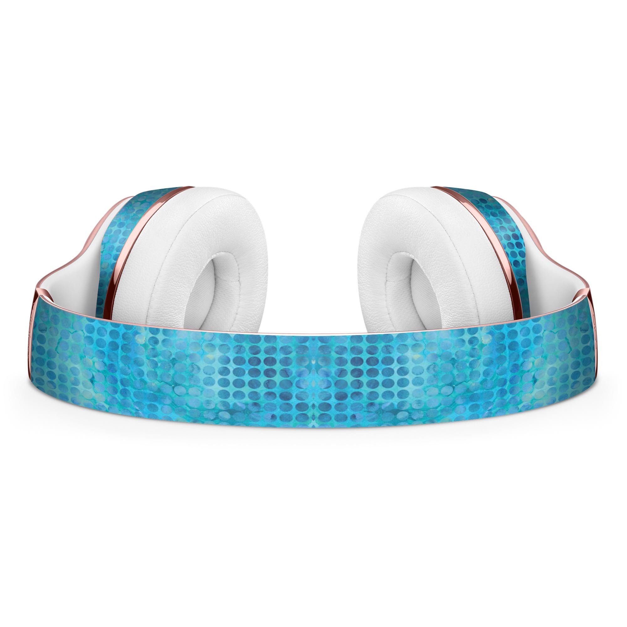 Blue Watercolor Polka Dots Skin Kit for Beats by Dre Solo 3 Wireless Headphones, showcasing vibrant colors and a stylish design.