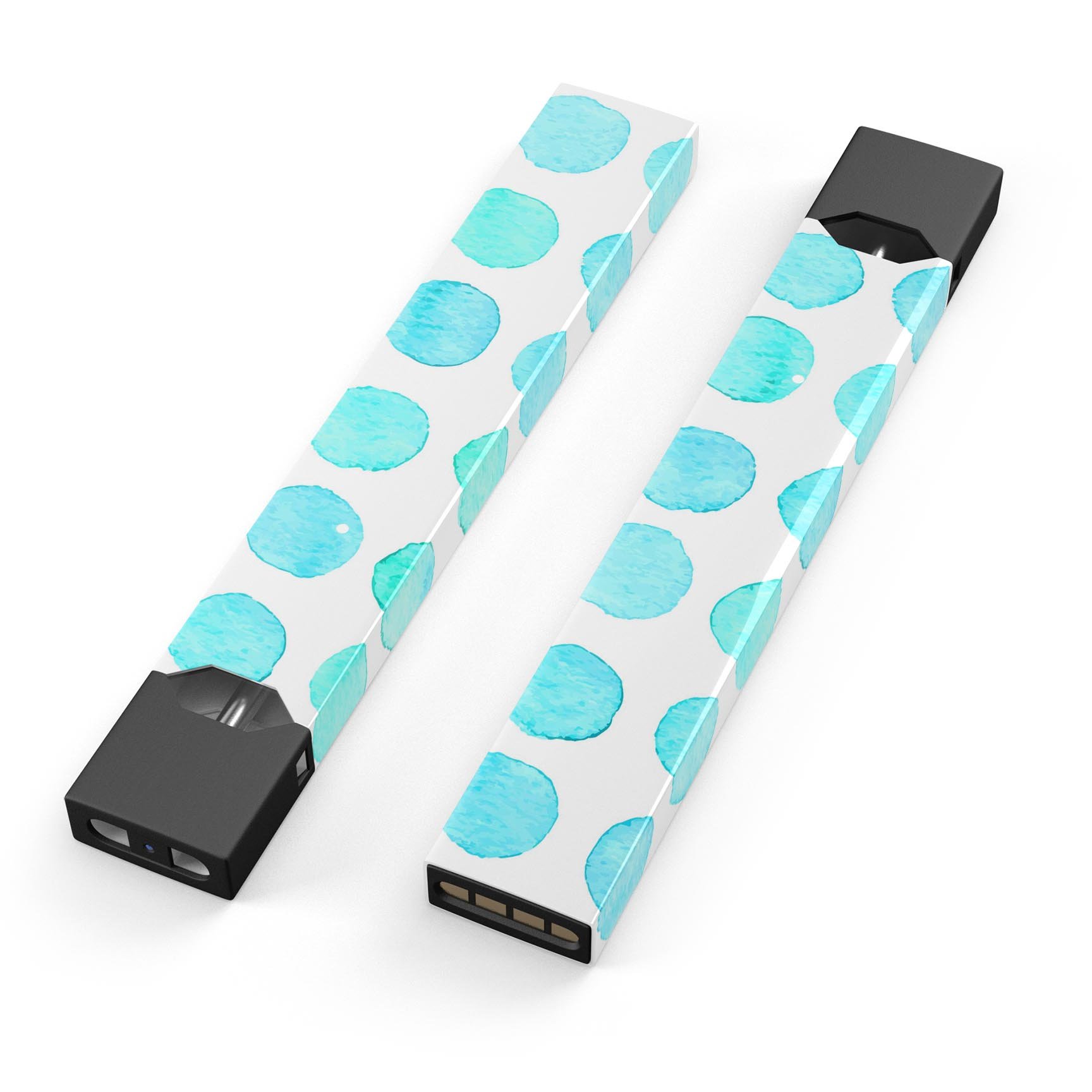 Blue Watercolor Polka Dots skin-wrap for JUUL device, showcasing vibrant colors and polka dot design.