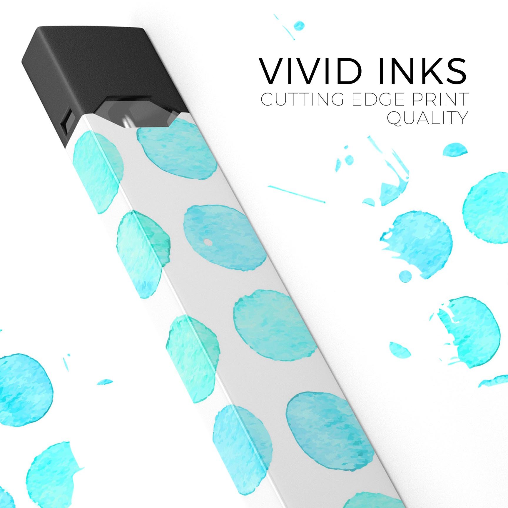 Blue Watercolor Polka Dots skin-wrap for JUUL device, showcasing vibrant colors and polka dot design.