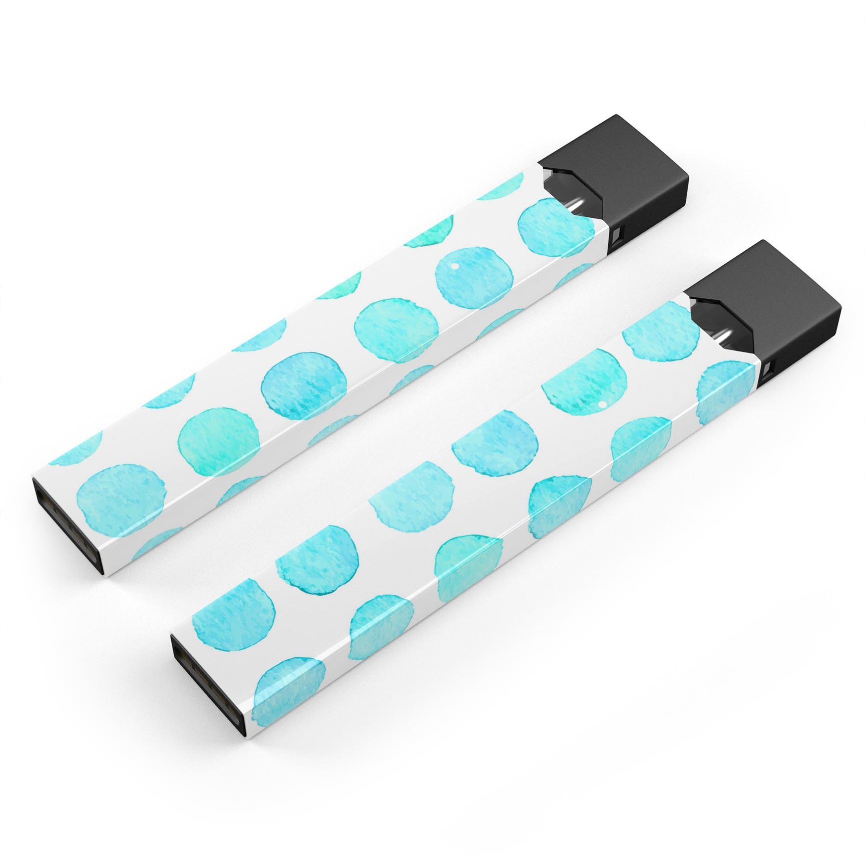 Blue Watercolor Polka Dots skin-wrap for JUUL device, showcasing vibrant colors and polka dot design.