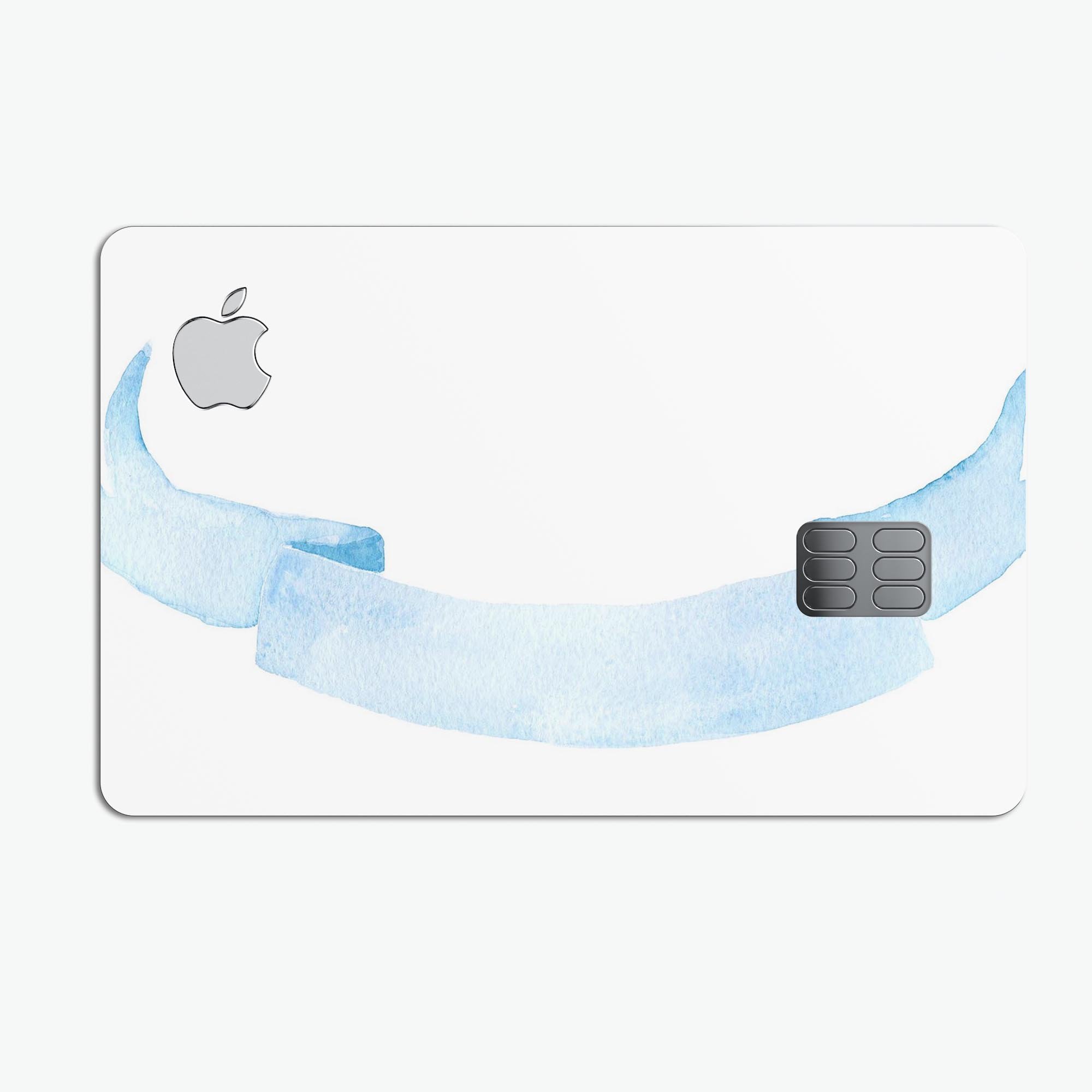 Blue Watercolor Ribbon skin for Apple Card, showcasing vibrant colors and premium vinyl material.