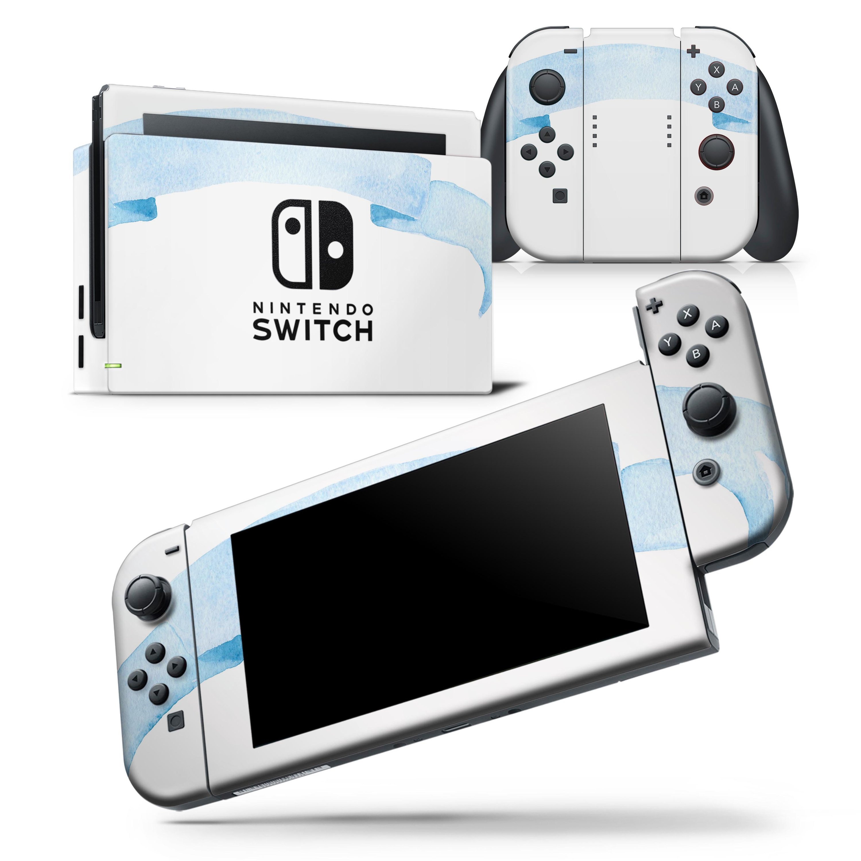 Blue Watercolor Ribbon skin wrap decal for Nintendo Switch Lite, showcasing vibrant colors and a sleek design.