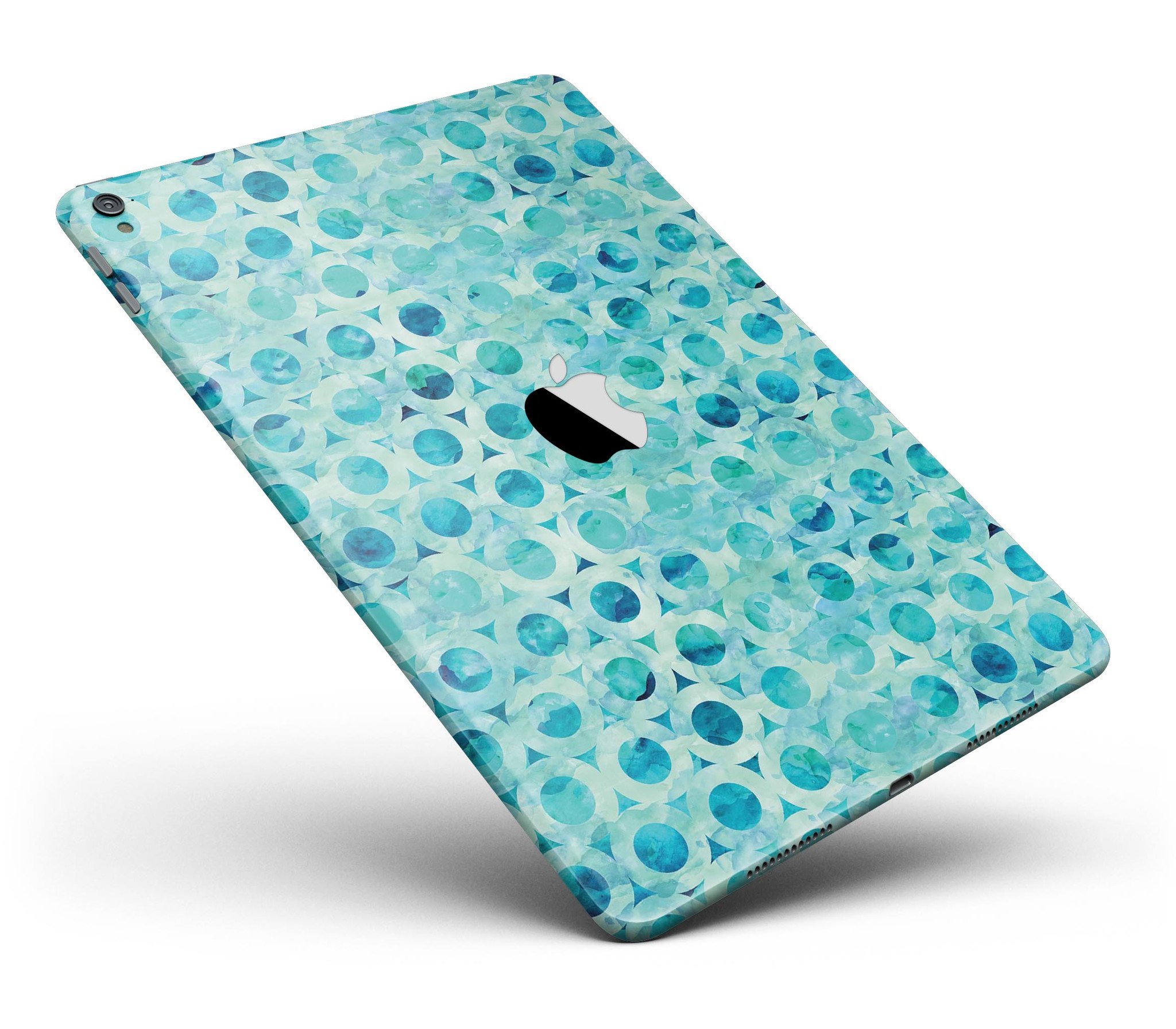 Blue Watercolor Ring Pattern Full Body Skin for iPad Pro, showcasing vibrant colors and a stylish design.