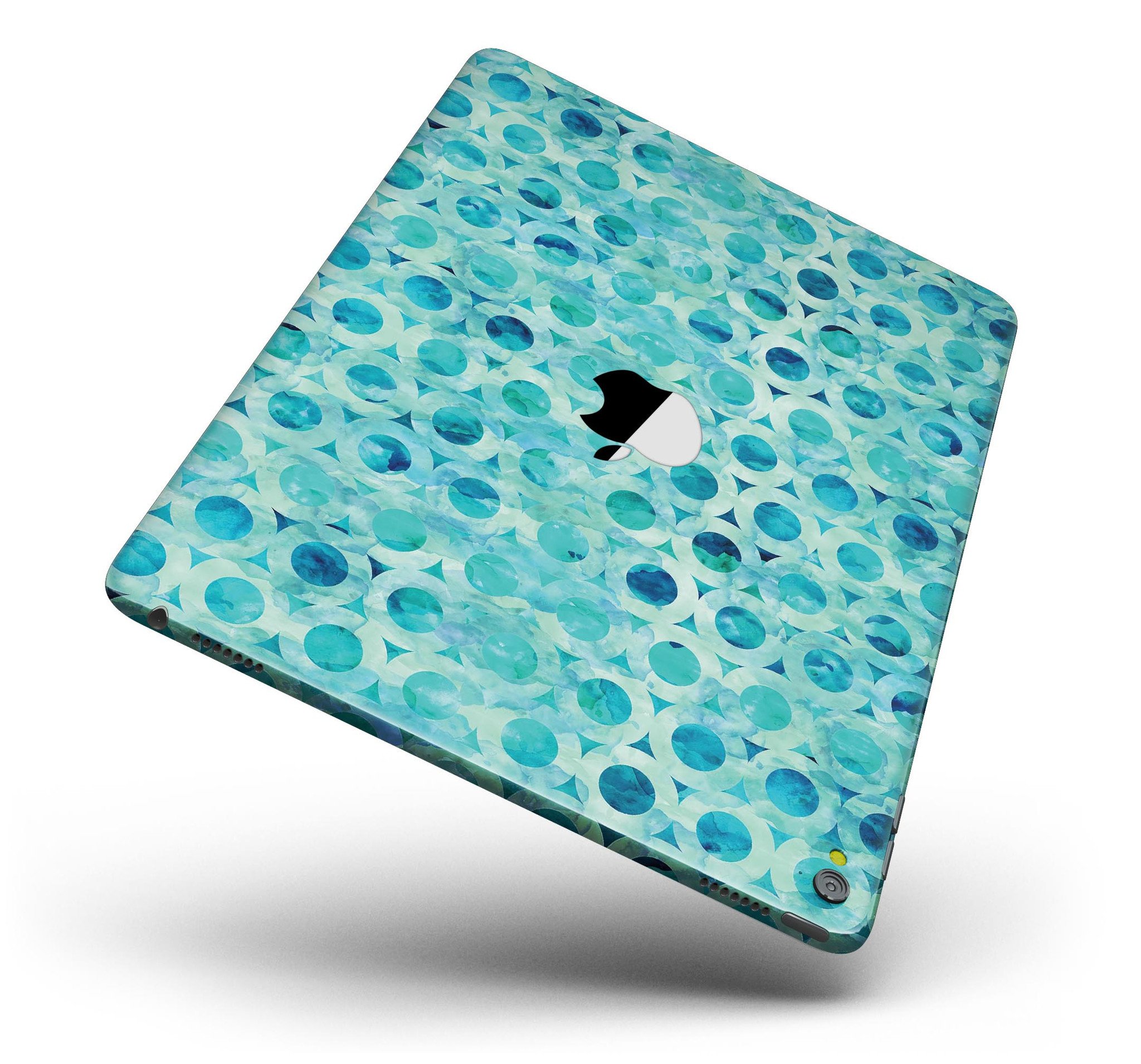 Blue Watercolor Ring Pattern Full Body Skin for iPad Pro, showcasing vibrant colors and a stylish design.