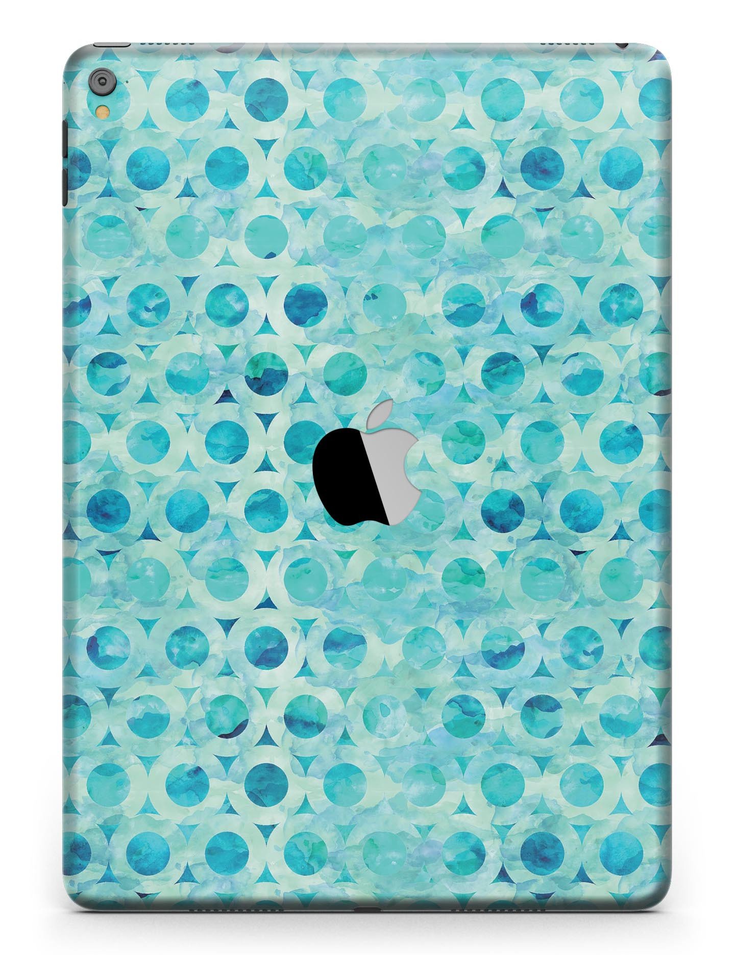 Blue Watercolor Ring Pattern Full Body Skin for iPad Pro, showcasing vibrant colors and a stylish design.