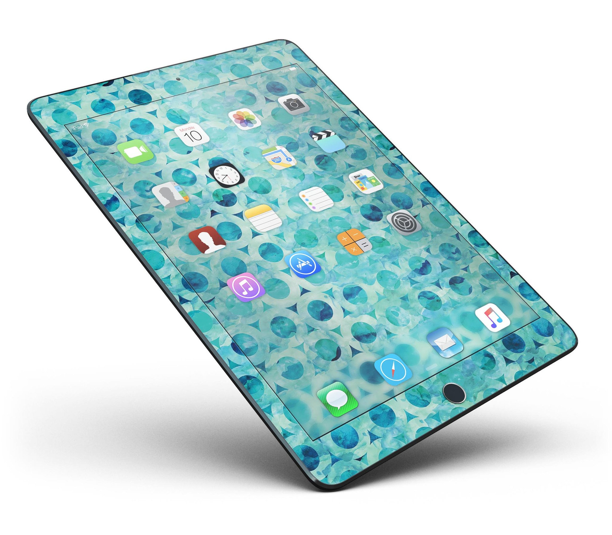 Blue Watercolor Ring Pattern Full Body Skin for iPad Pro, showcasing vibrant colors and a stylish design.