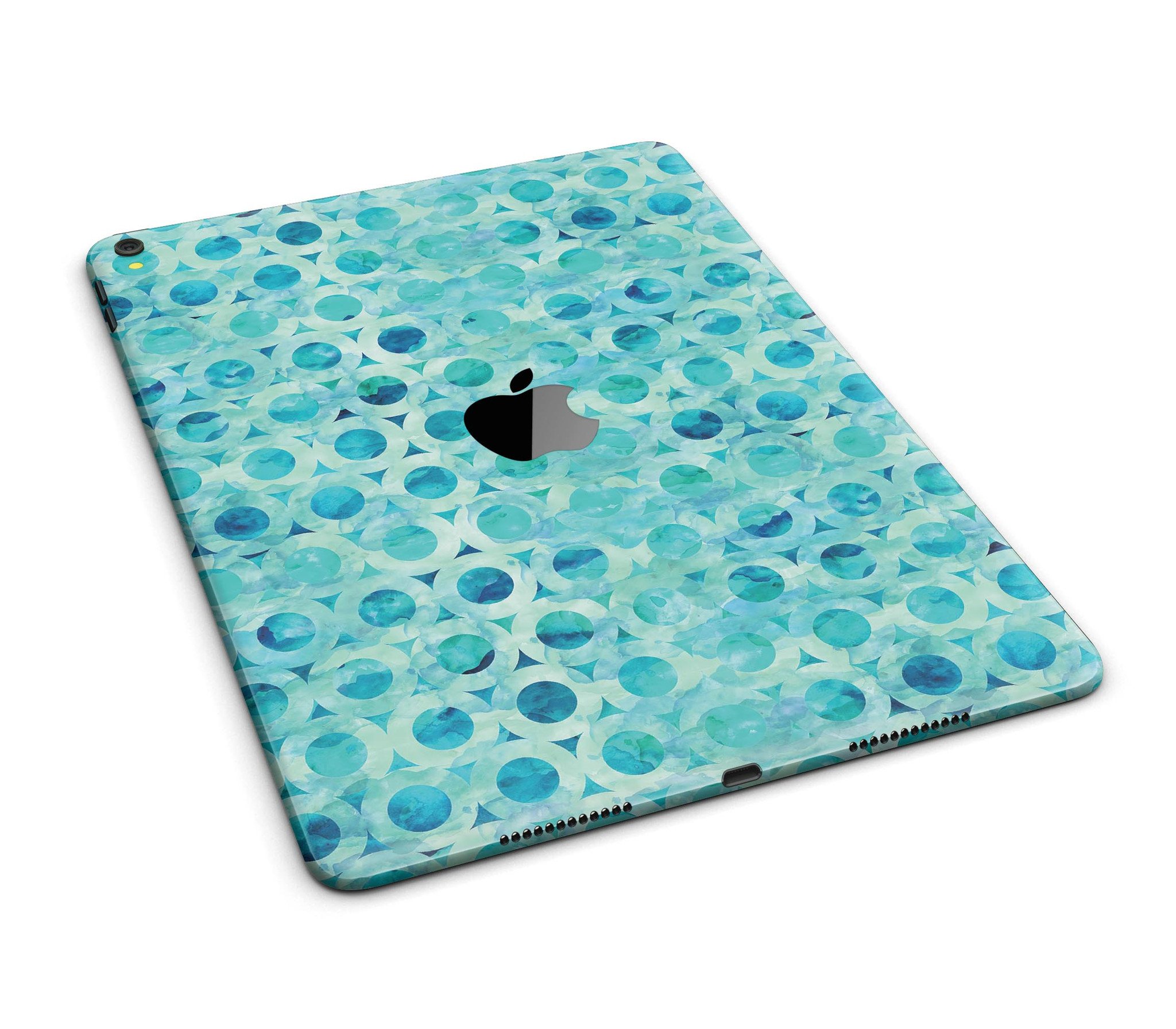 Blue Watercolor Ring Pattern Full Body Skin for iPad Pro, showcasing vibrant colors and a stylish design.