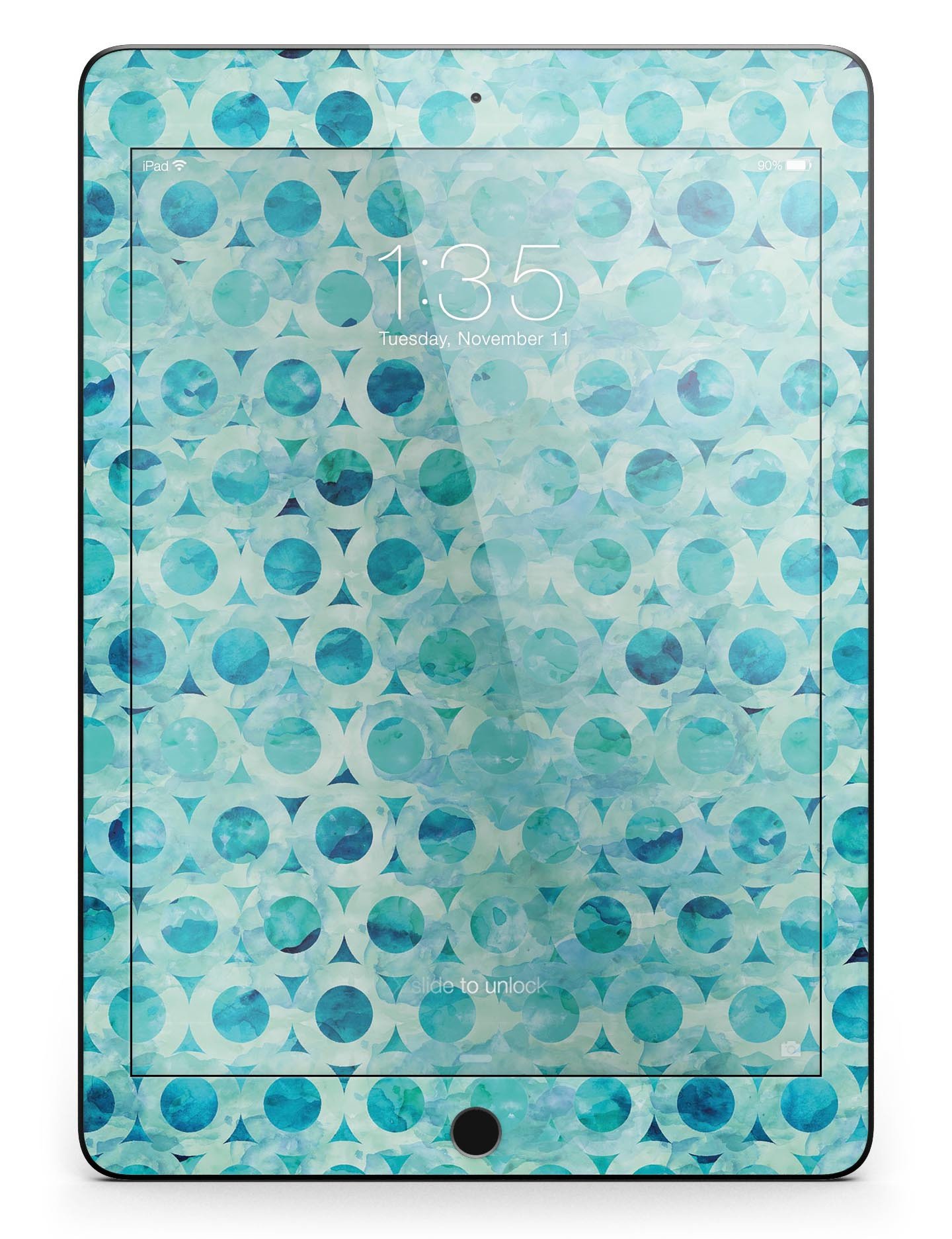 Blue Watercolor Ring Pattern Full Body Skin for iPad Pro, showcasing vibrant colors and a stylish design.