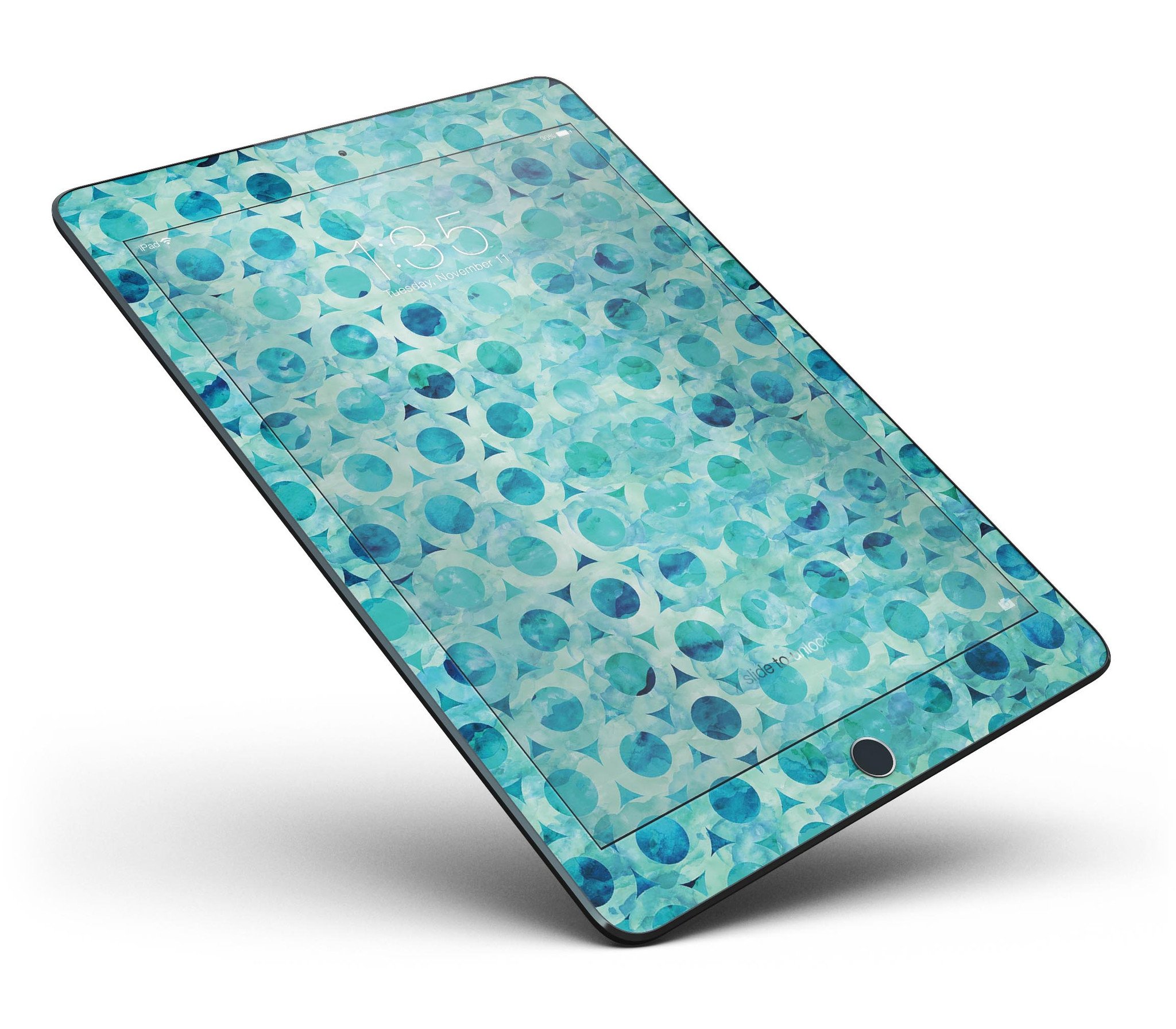 Blue Watercolor Ring Pattern Full Body Skin for iPad Pro, showcasing vibrant colors and a stylish design.