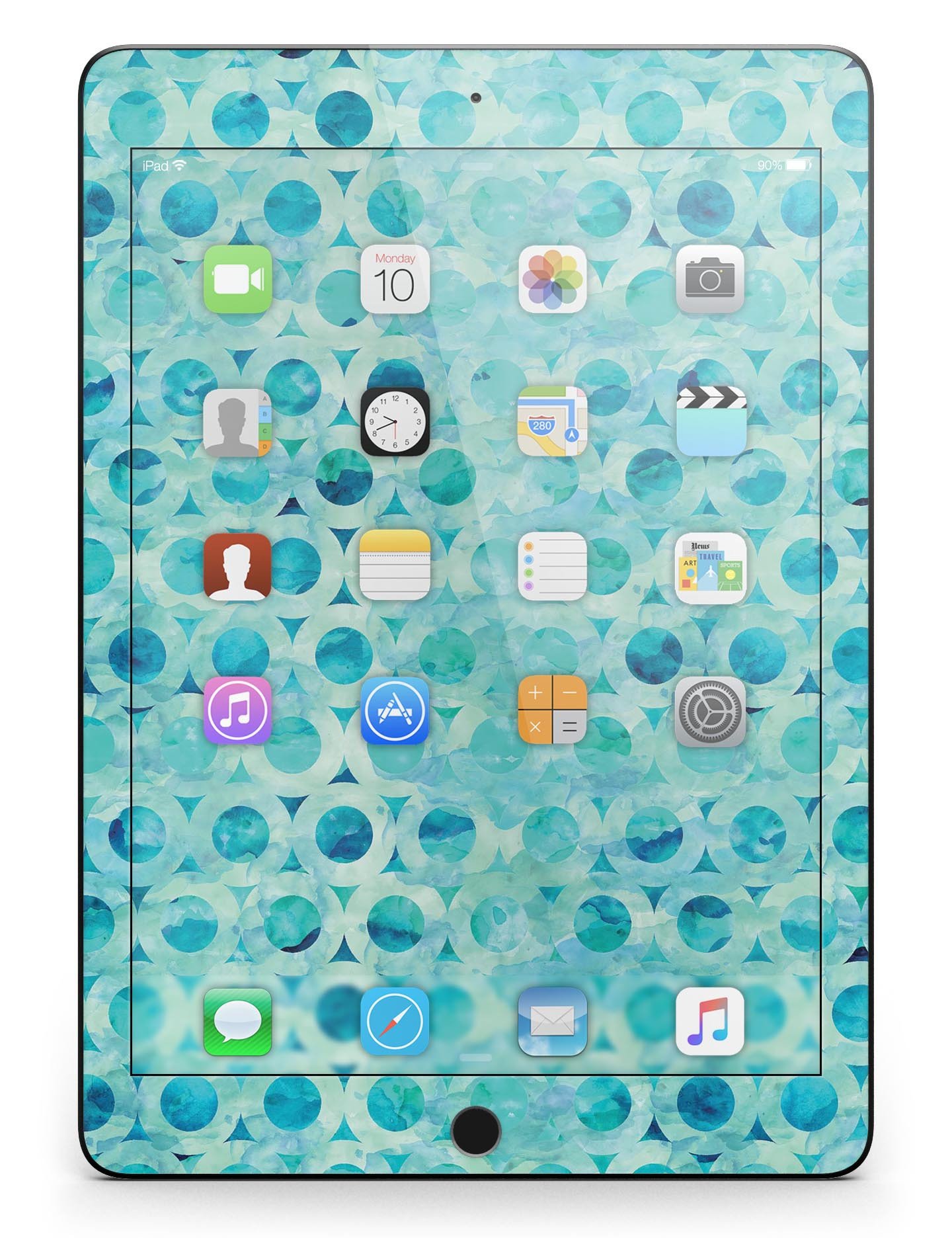 Blue Watercolor Ring Pattern Full Body Skin for iPad Pro, showcasing vibrant colors and a stylish design.