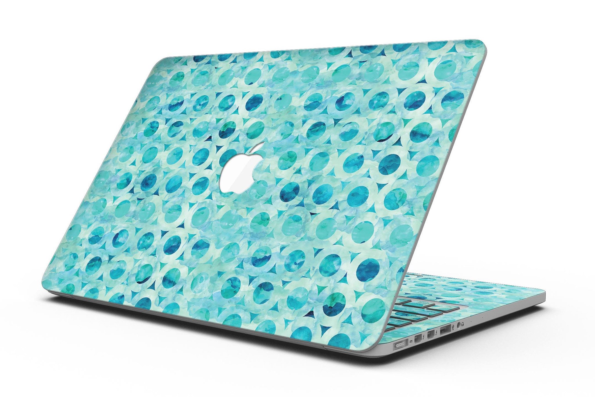 Blue Watercolor Ring Pattern skin for MacBook Pro with Retina Display, showcasing vibrant colors and intricate design.