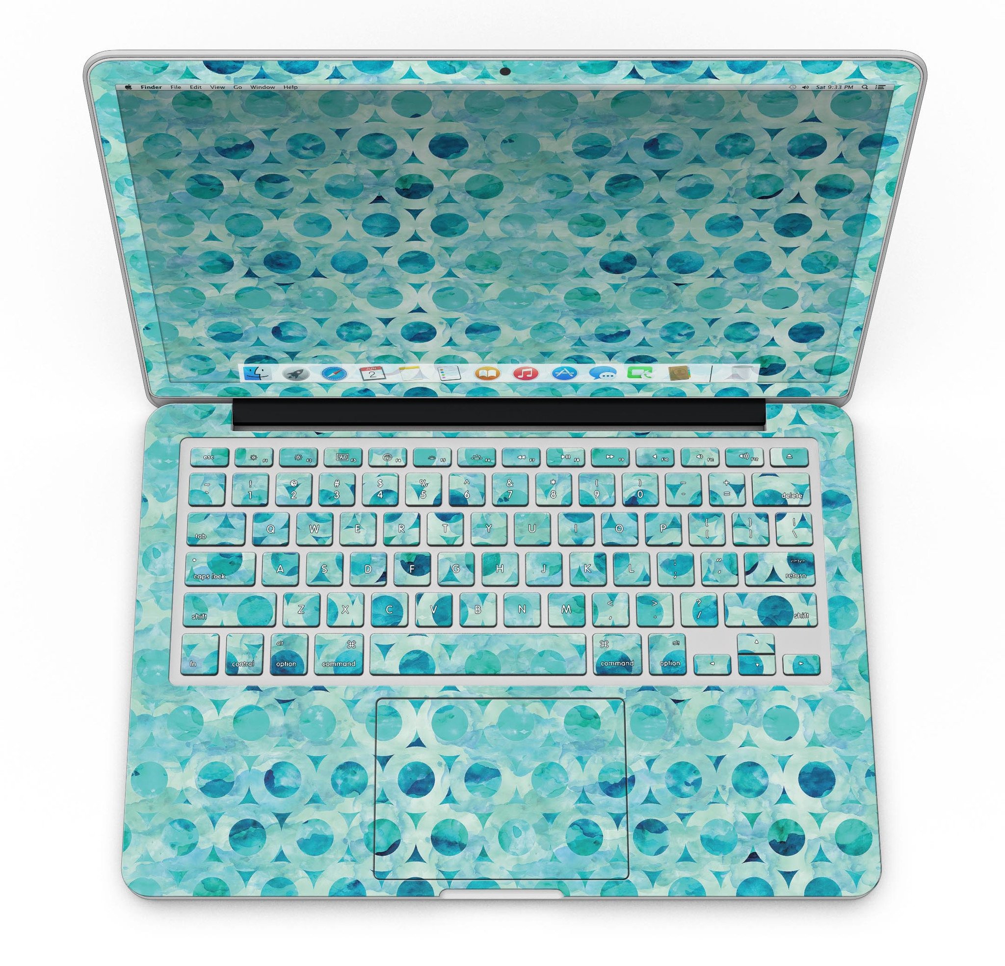 Blue Watercolor Ring Pattern skin for MacBook Pro with Retina Display, showcasing vibrant colors and intricate design.