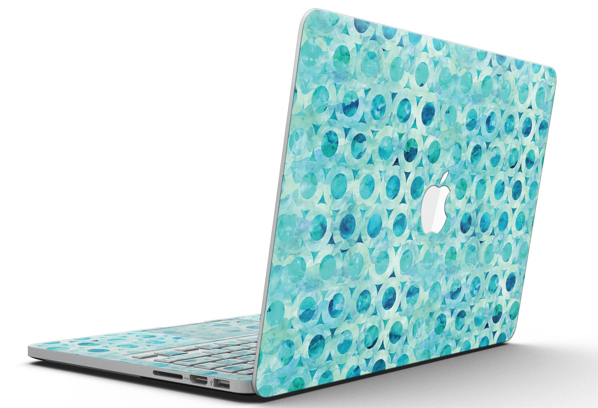 Blue Watercolor Ring Pattern skin for MacBook Pro with Retina Display, showcasing vibrant colors and intricate design.