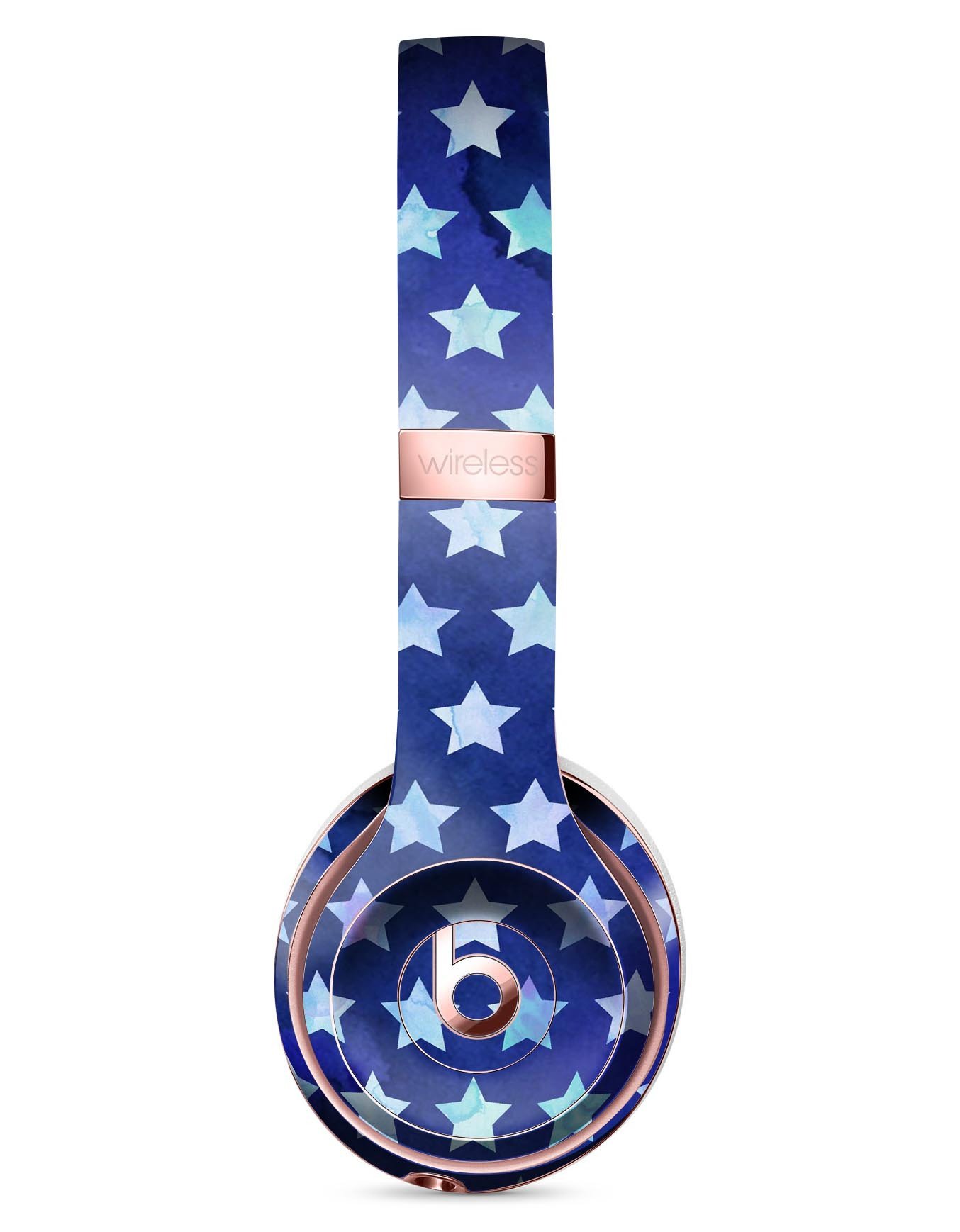 Blue Watercolor Stars Full-Body Skin Kit designed for Beats by Dre Solo 3 Wireless Headphones, showcasing vibrant colors and unique design.