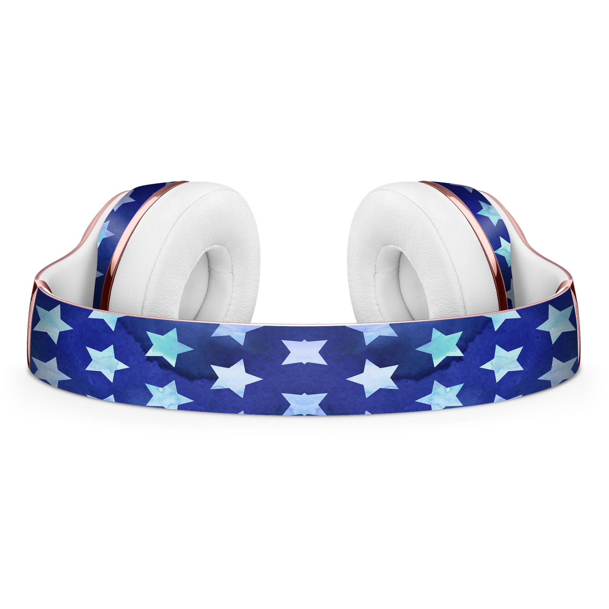 Blue Watercolor Stars Full-Body Skin Kit designed for Beats by Dre Solo 3 Wireless Headphones, showcasing vibrant colors and unique design.