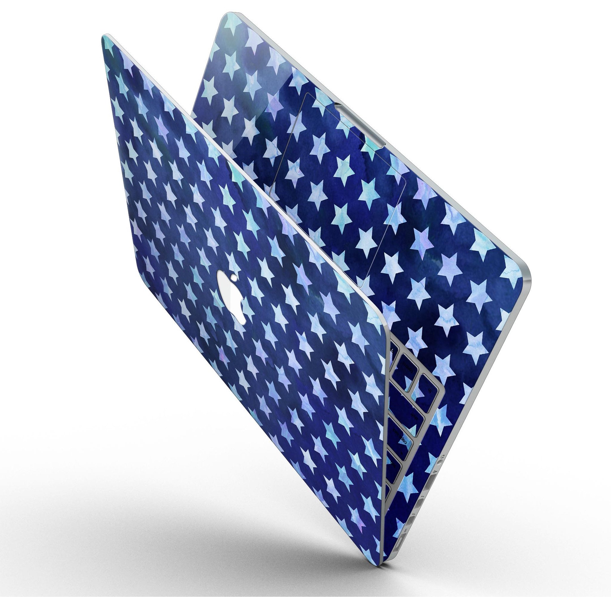 Blue Watercolor Stars skin for MacBook Pro with Retina Display, showcasing vibrant colors and a stylish design.