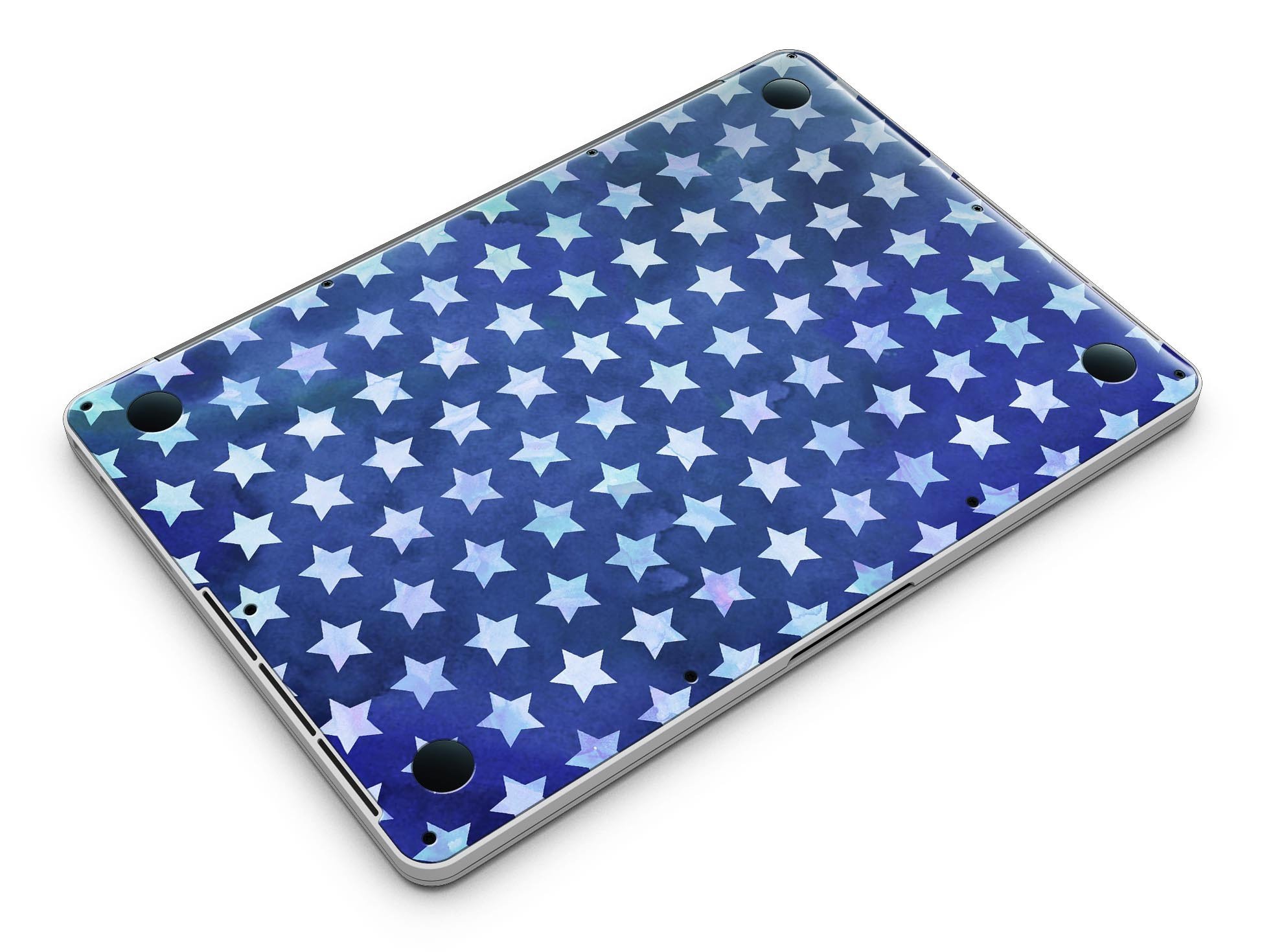 Blue Watercolor Stars skin for MacBook Pro with Retina Display, showcasing vibrant colors and a stylish design.