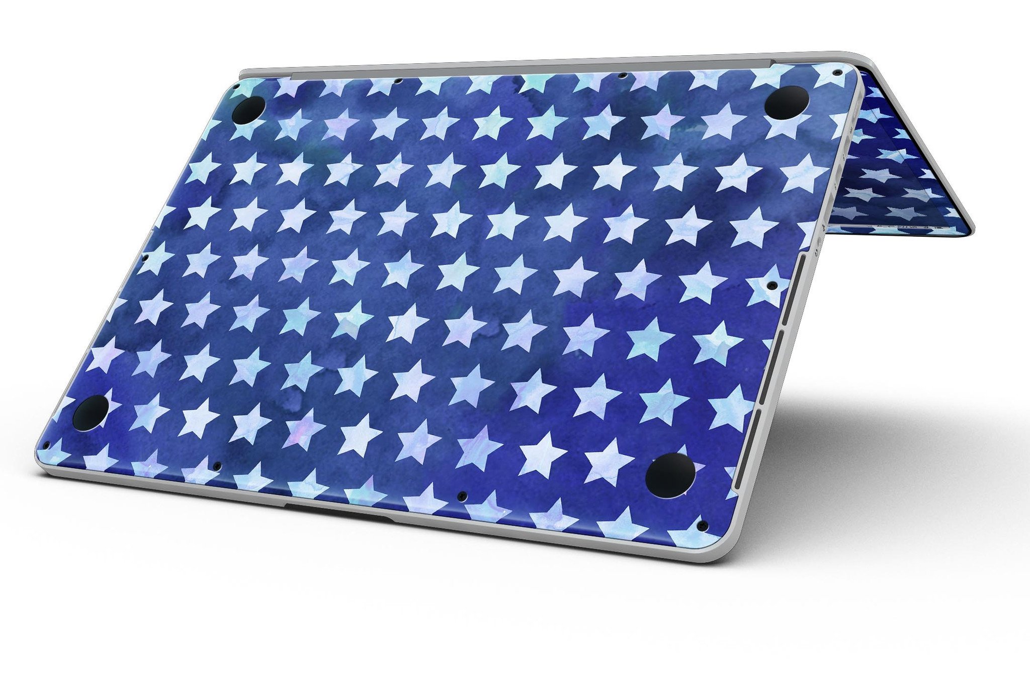 Blue Watercolor Stars skin for MacBook Pro with Retina Display, showcasing vibrant colors and a stylish design.