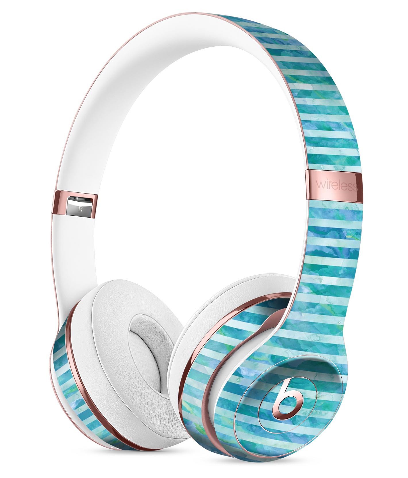 Blue Watercolor Stripes Full-Body Skin Kit for Beats by Dre Solo 3, showcasing vibrant colors and a sleek design.