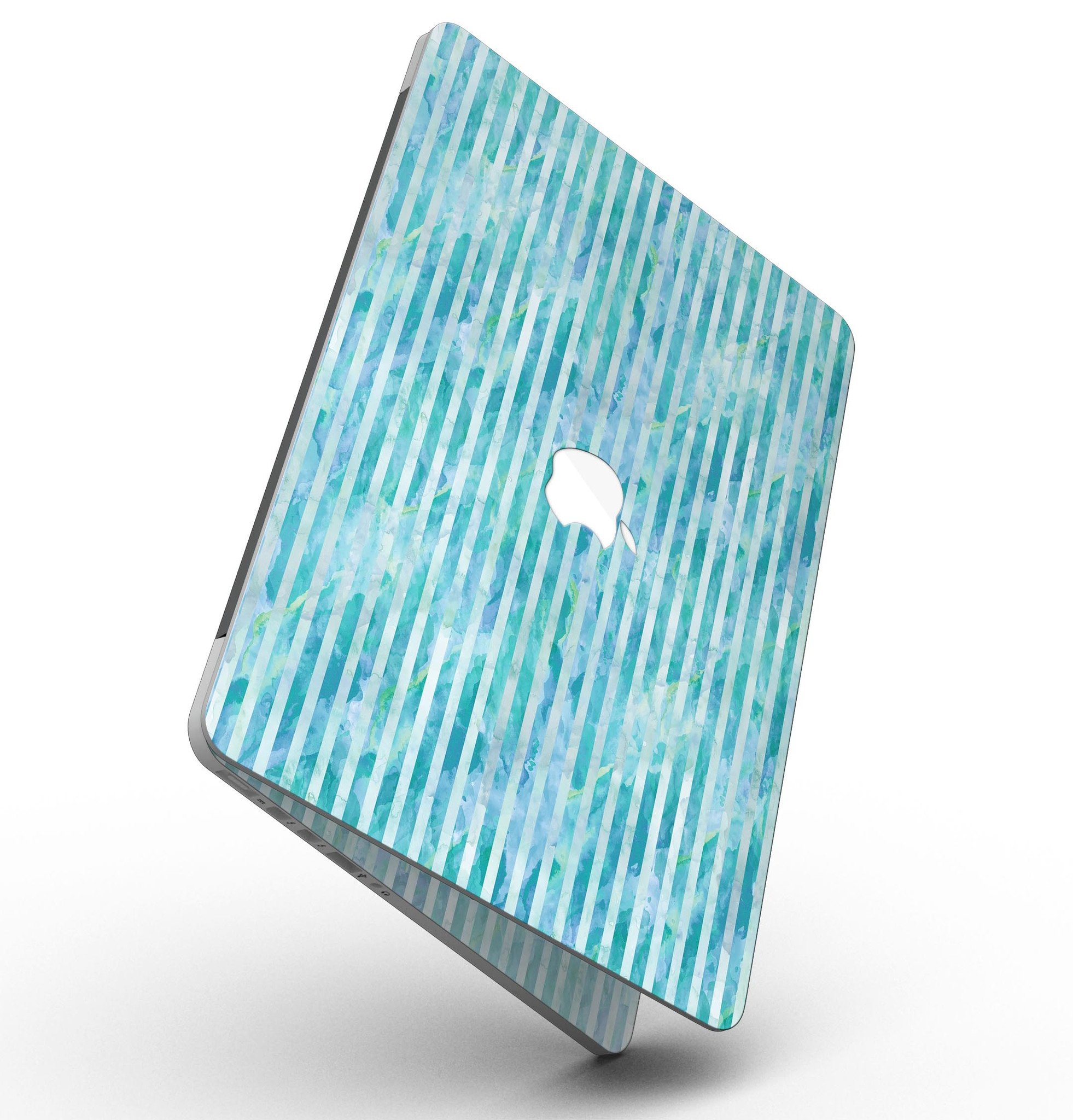 Blue Watercolor Stripes skin for MacBook Pro with Retina Display, showcasing vibrant colors and a sleek design.