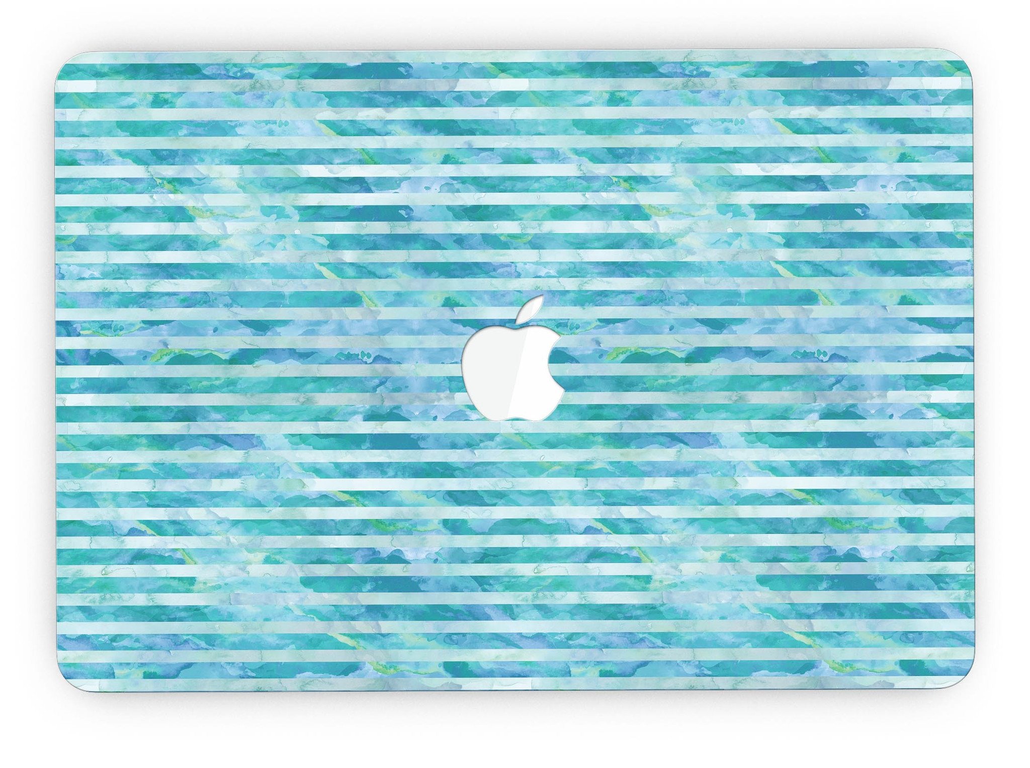 Blue Watercolor Stripes skin for MacBook Pro with Retina Display, showcasing vibrant colors and a sleek design.