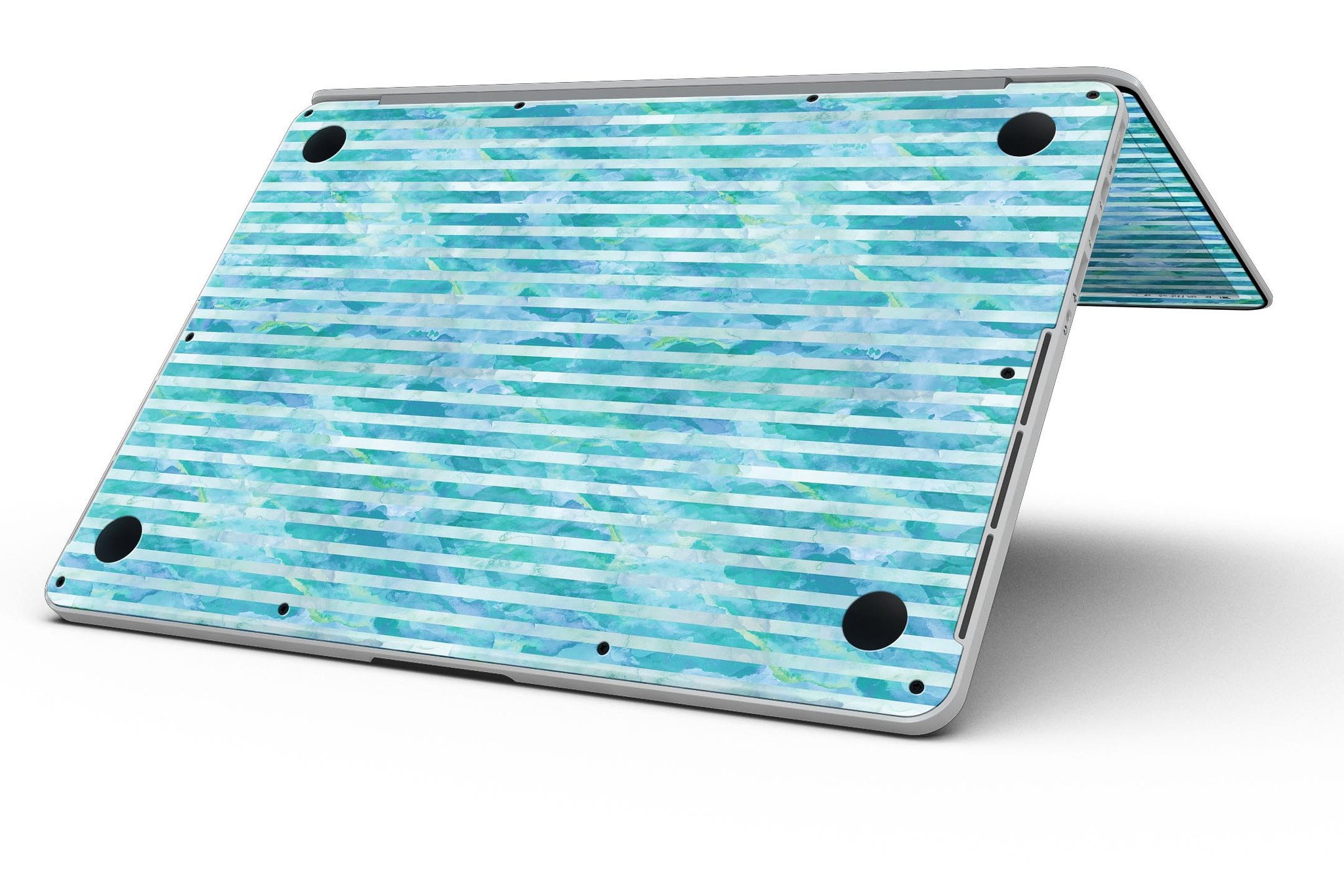 Blue Watercolor Stripes skin for MacBook Pro with Retina Display, showcasing vibrant colors and a sleek design.