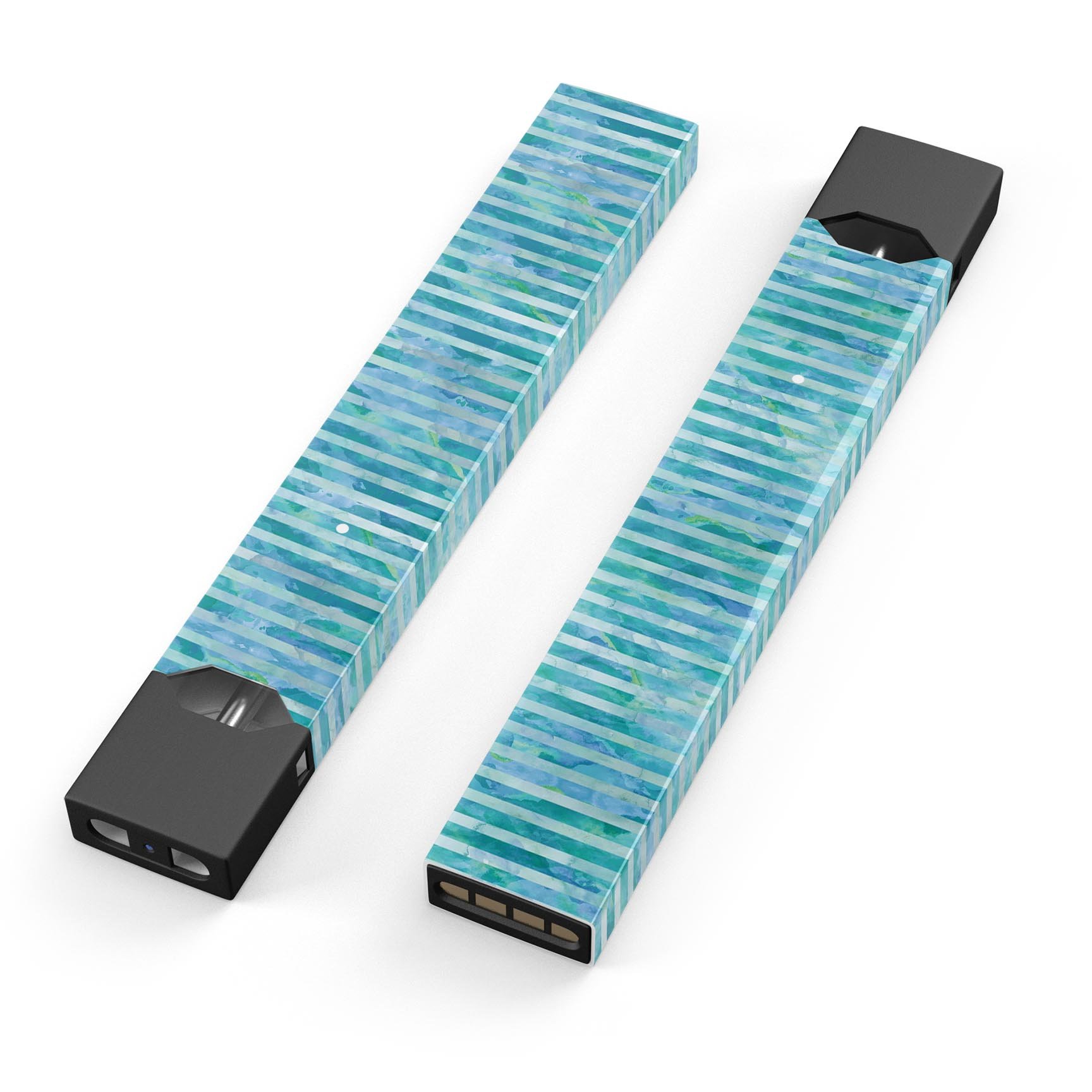 Blue Watercolor Stripes skin-wrap sticker designed for JUUL vaping device, showcasing vibrant colors and a sleek design.