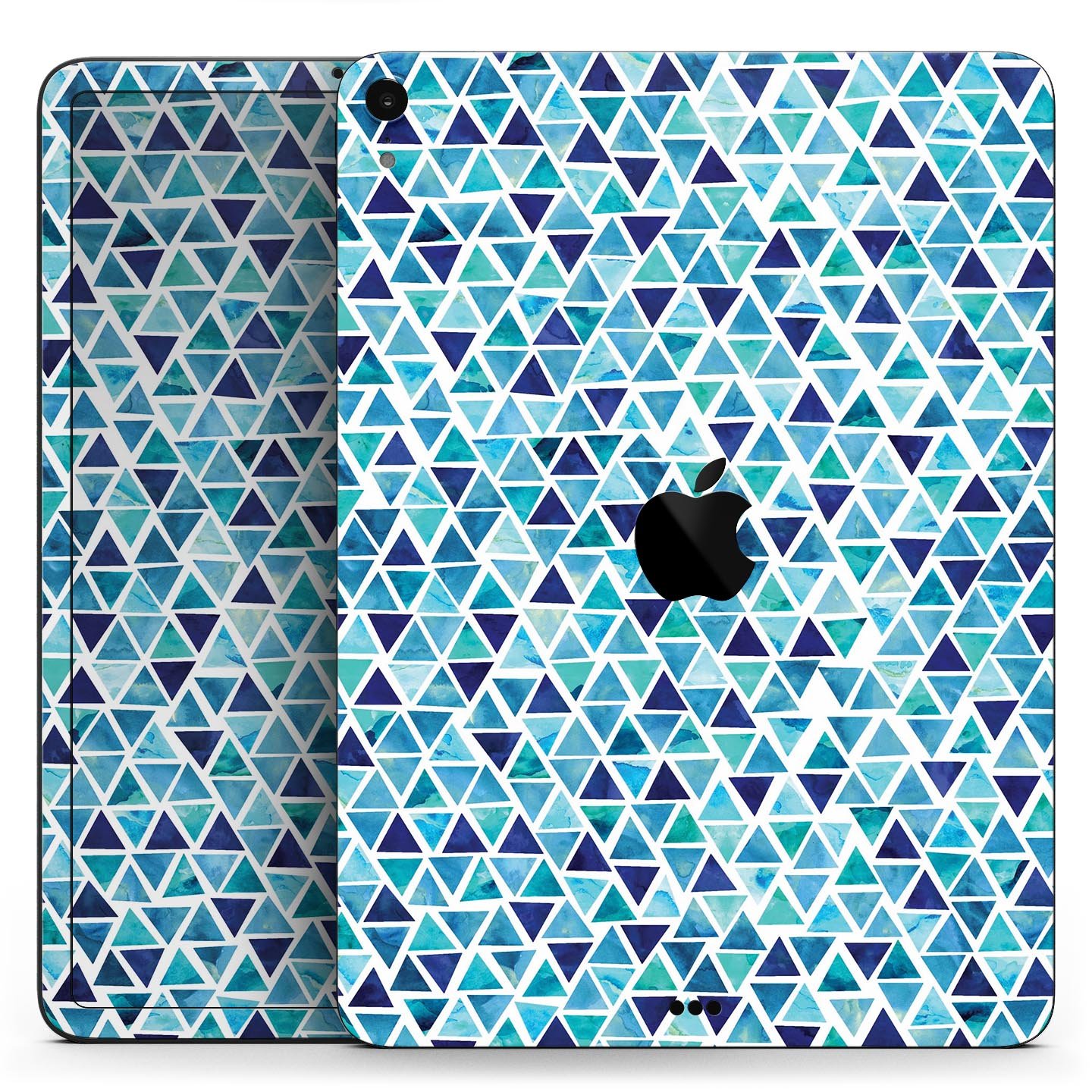 Blue Watercolor Triangle Pattern skin decal for Apple devices, showcasing vibrant colors and a stylish design.