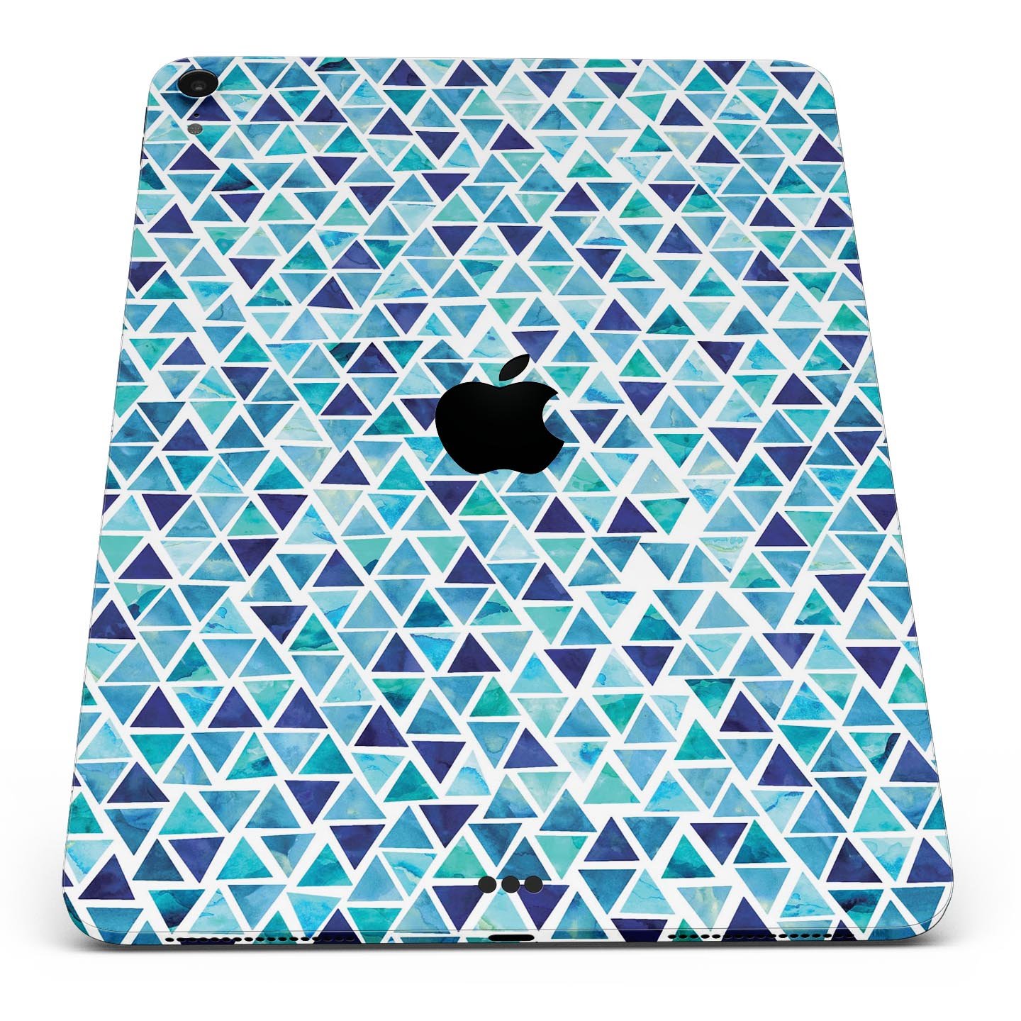 Blue Watercolor Triangle Pattern skin decal for Apple devices, showcasing vibrant colors and a stylish design.