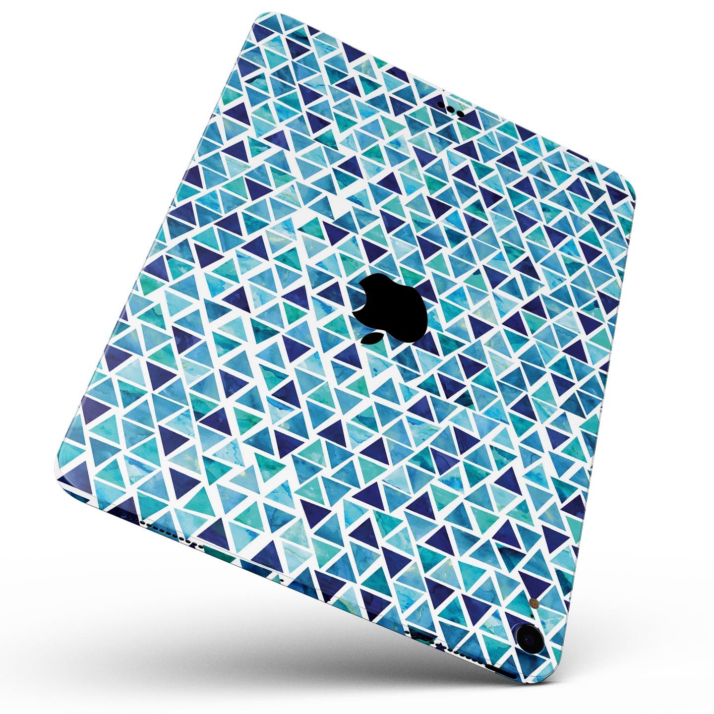 Blue Watercolor Triangle Pattern skin decal for Apple devices, showcasing vibrant colors and a stylish design.