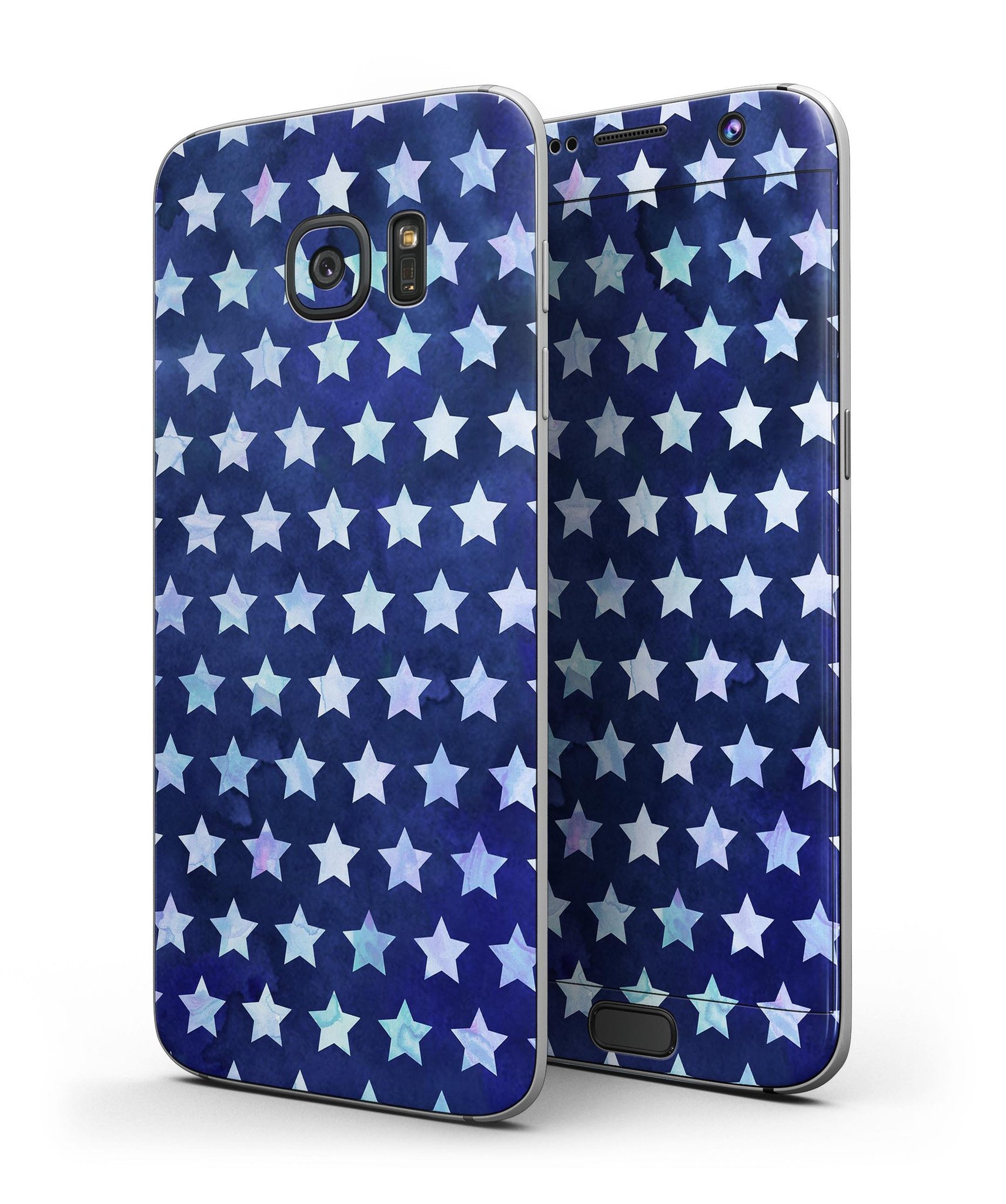 Blue Watercolor Triangle Pattern skin for Samsung Galaxy S7/S7 Edge, showcasing vibrant colors and a stylish design.