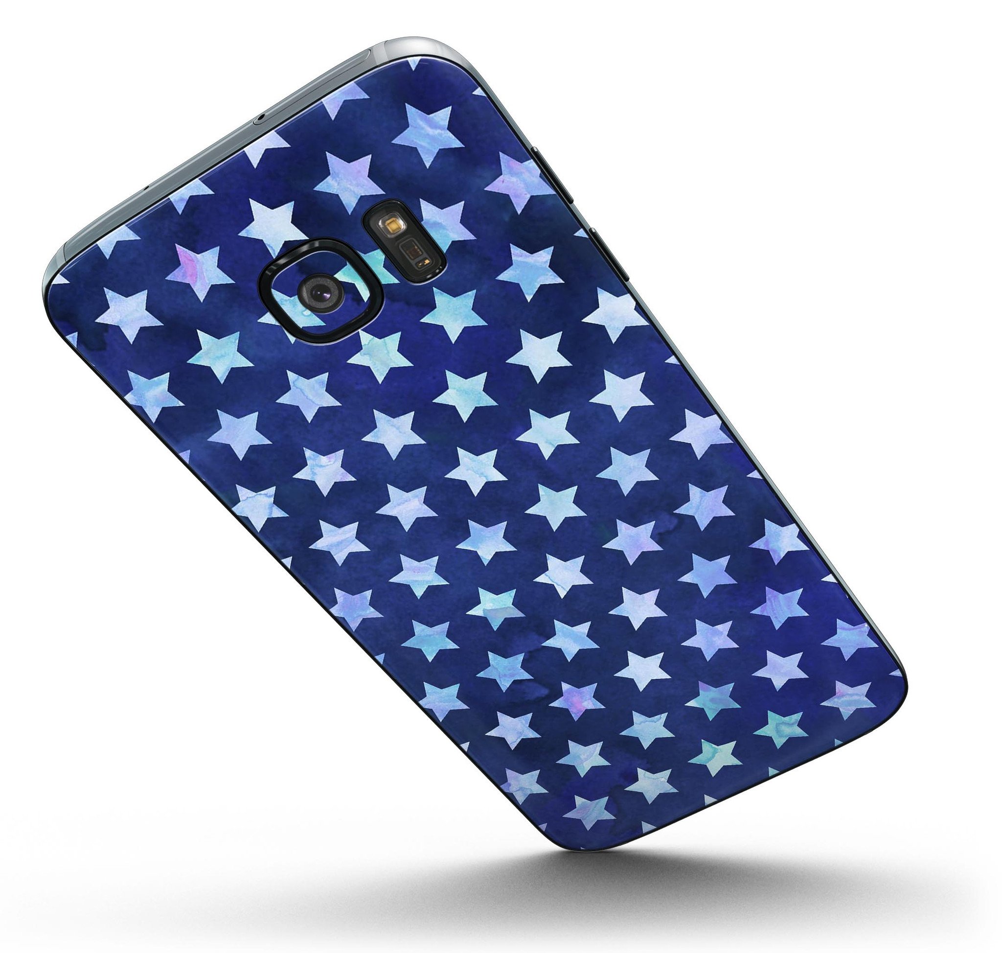 Blue Watercolor Triangle Pattern skin for Samsung Galaxy S7/S7 Edge, showcasing vibrant colors and a stylish design.