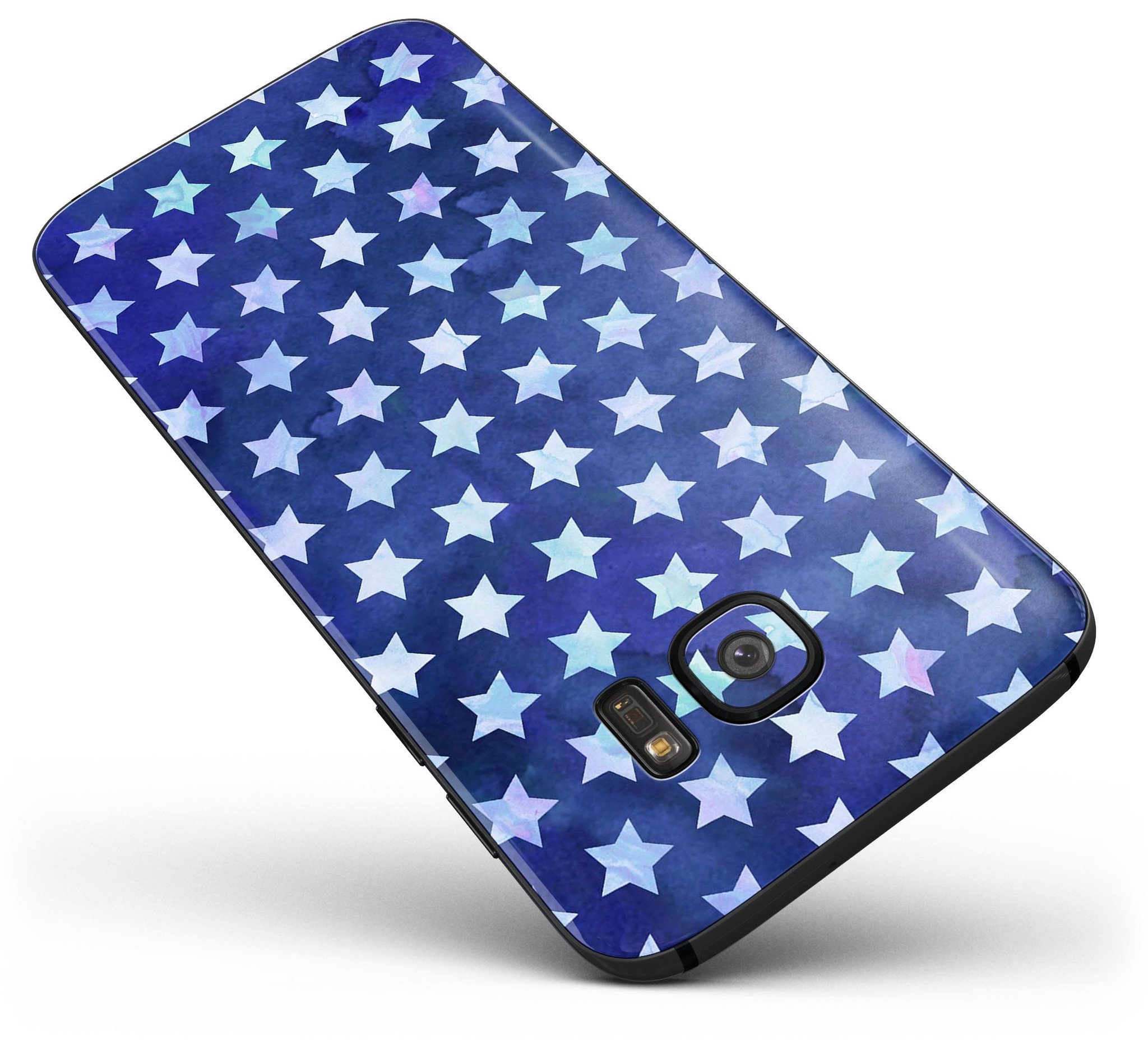 Blue Watercolor Triangle Pattern skin for Samsung Galaxy S7/S7 Edge, showcasing vibrant colors and a stylish design.