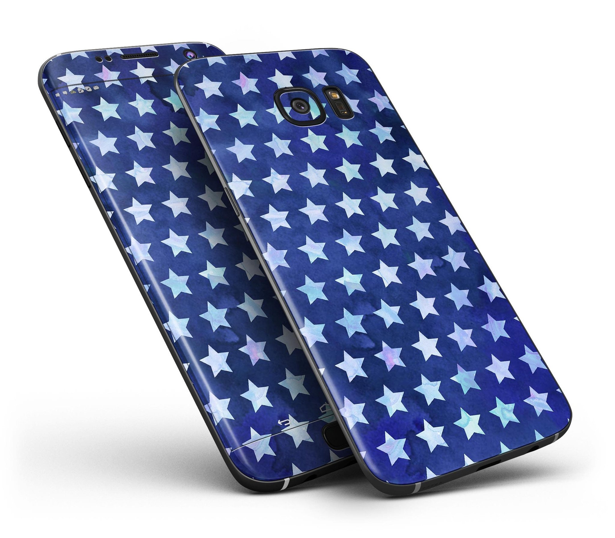 Blue Watercolor Triangle Pattern skin for Samsung Galaxy S7/S7 Edge, showcasing vibrant colors and a stylish design.