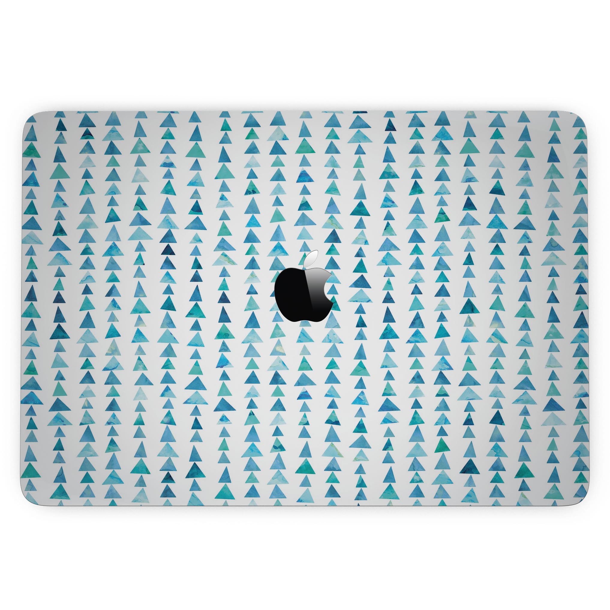 Blue Watercolor Triangle Pattern skin for 13" MacBook Pro without Touch Bar, showcasing vibrant colors and unique design.