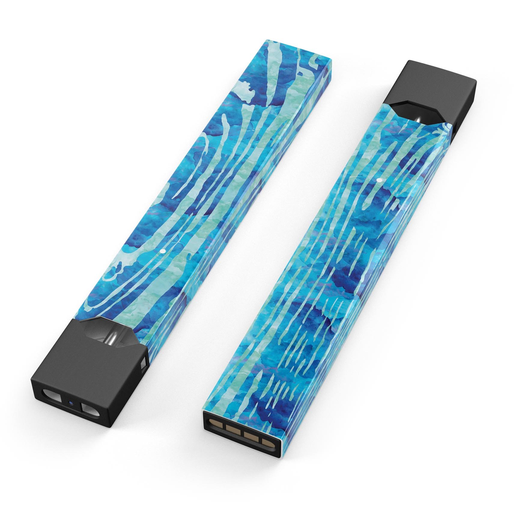 Blue Watercolor Woodgrain skin wrap sticker for JUUL device, showcasing a vibrant watercolor design with woodgrain texture.