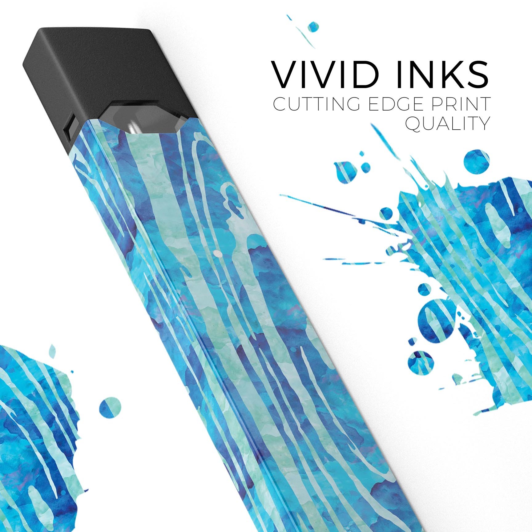 Blue Watercolor Woodgrain skin wrap sticker for JUUL device, showcasing a vibrant watercolor design with woodgrain texture.