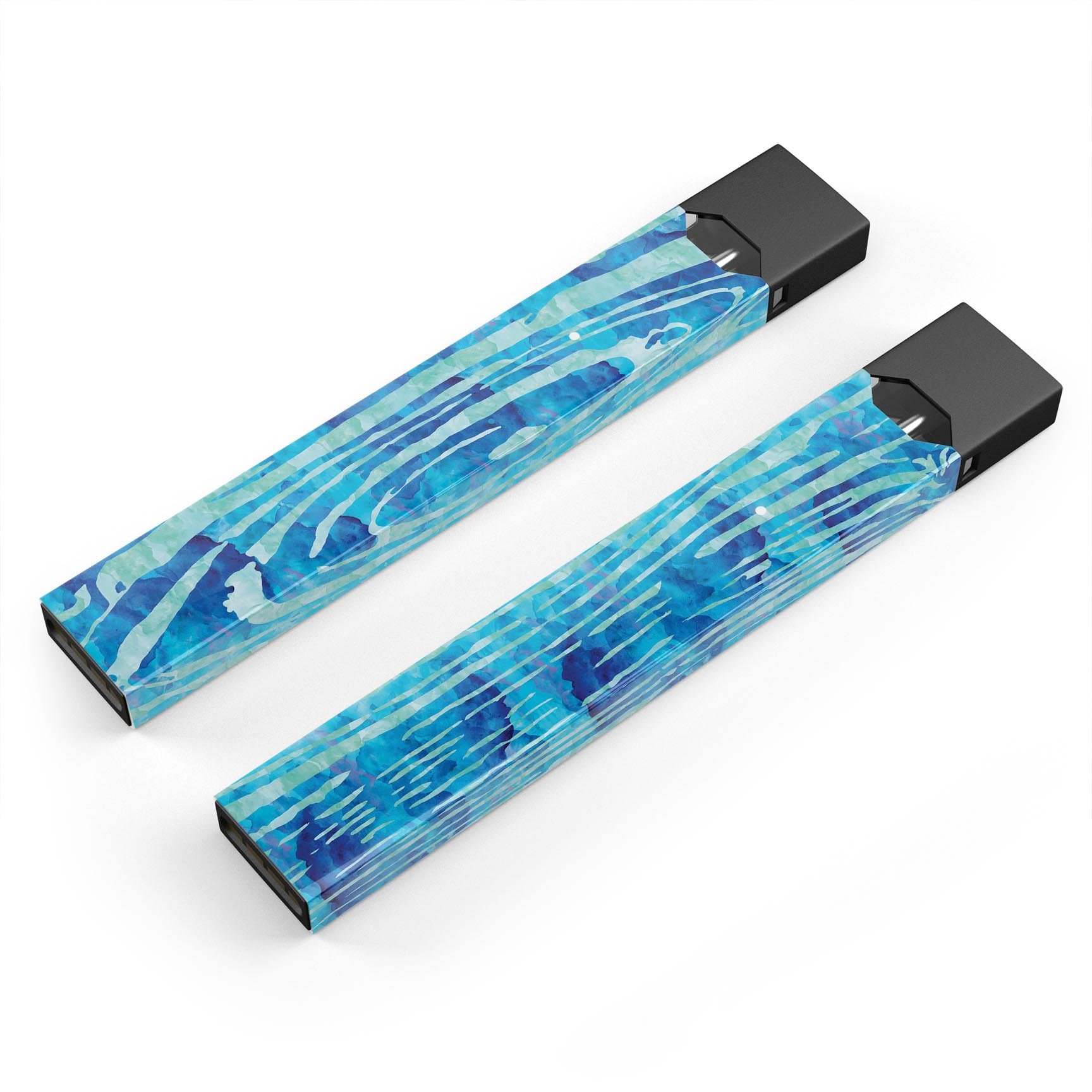 Blue Watercolor Woodgrain skin wrap sticker for JUUL device, showcasing a vibrant watercolor design with woodgrain texture.