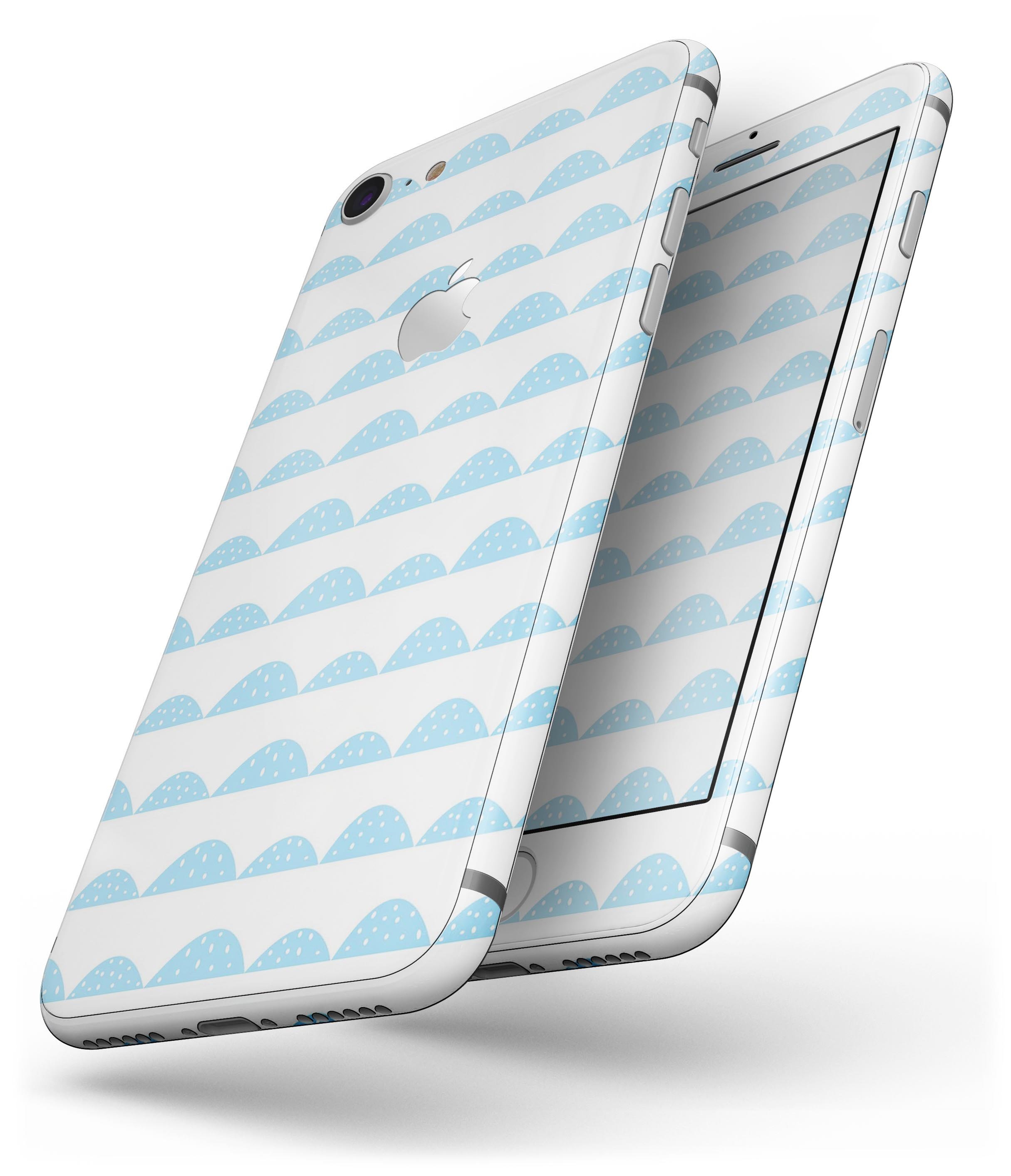 Blue Waves skin for iPhone 8 and 8 Plus featuring tiny polka dots, showcasing a stylish design that enhances the device's appearance.