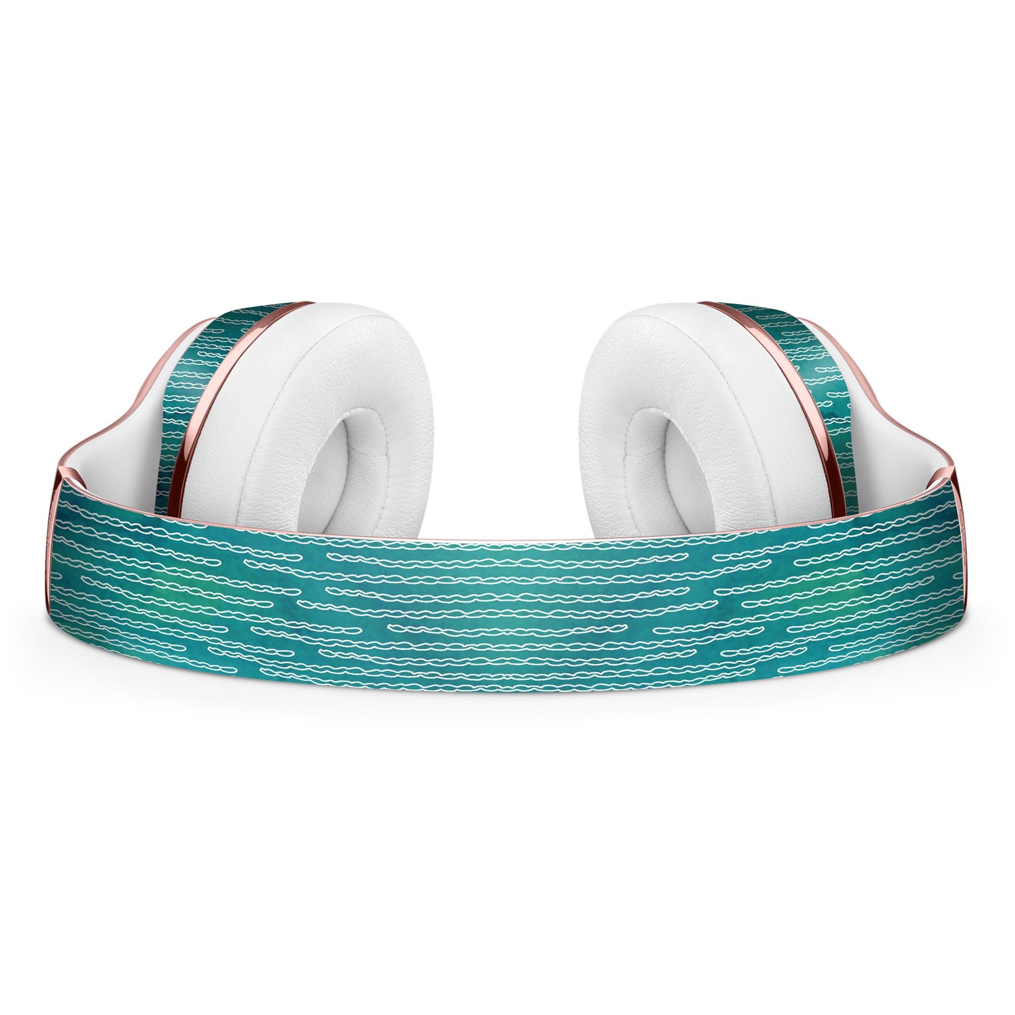 Blue-Green Watercolor Squiggles Skin Kit for Beats by Dre Solo 3 Wireless Headphones, showcasing vibrant colors and unique design.